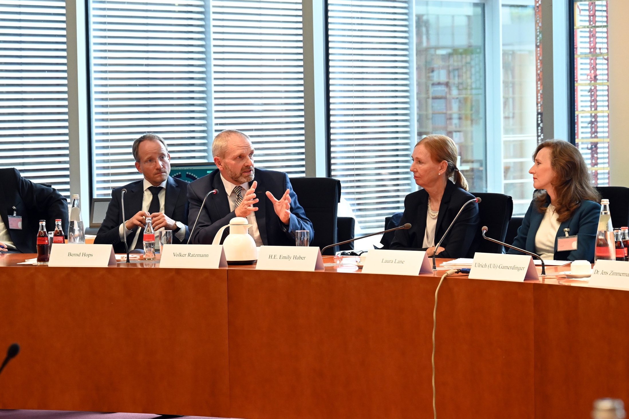  From left: Bernd Hops (Infineon), Volker Ratzmann (DP-DHL), HE Ambassador Emily Haber (German Embassy to the US), GABC Chair Laura Lane  