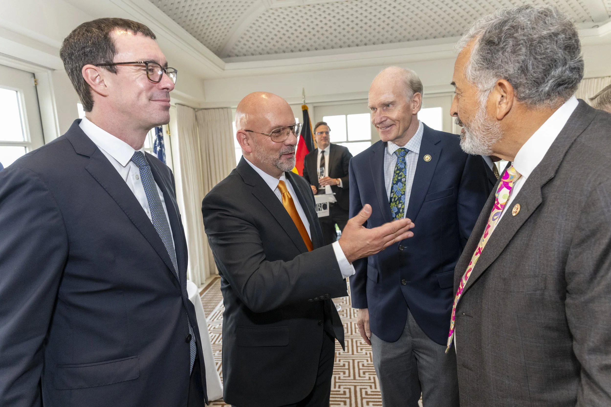  Pictured from left: H.E. Georg Sparber (Ambassador of Liechtenstein to the US), H.E. Pjer Šimunović (Ambassador of Croatia to the US), Rep. William Keating (US House of Representatives / German-American Caucus Co-Chair), and Rep. Juan Vargas (US Hou