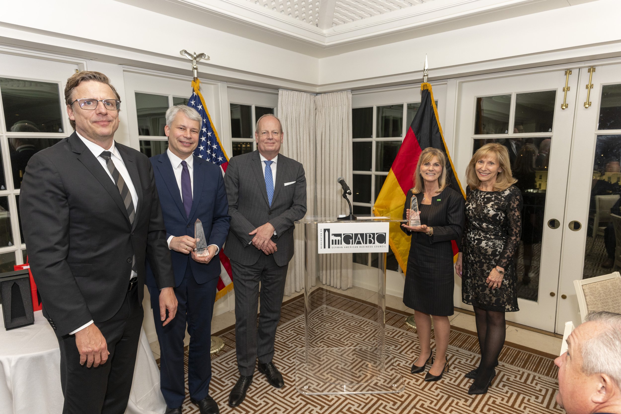  From left: Ulrich (Uli) Gamerdinger (President &amp; CEO, GABC), Steffen Bilger, MP, H.E. Jens Hanefeld (Ambassador of Germany to the US), Heather Remley (CEO, BASF Corp.), Anna Schneider (GABC Vice-Chair) 