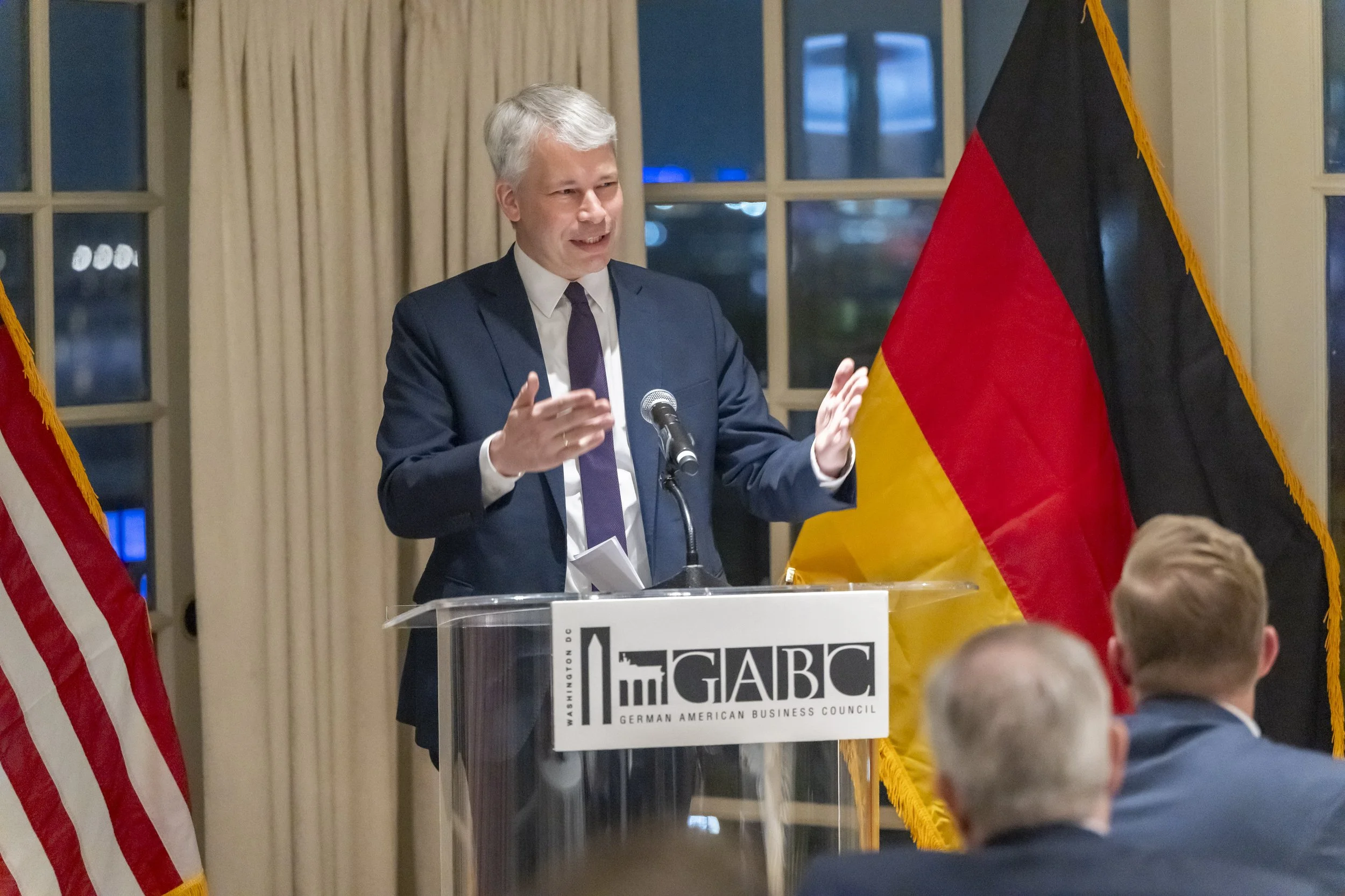  Steffen Bilger, MP (Germany’s Transportation Secretary) accepting the 2026 GABC Leadership Award at the Maifest Dinner 