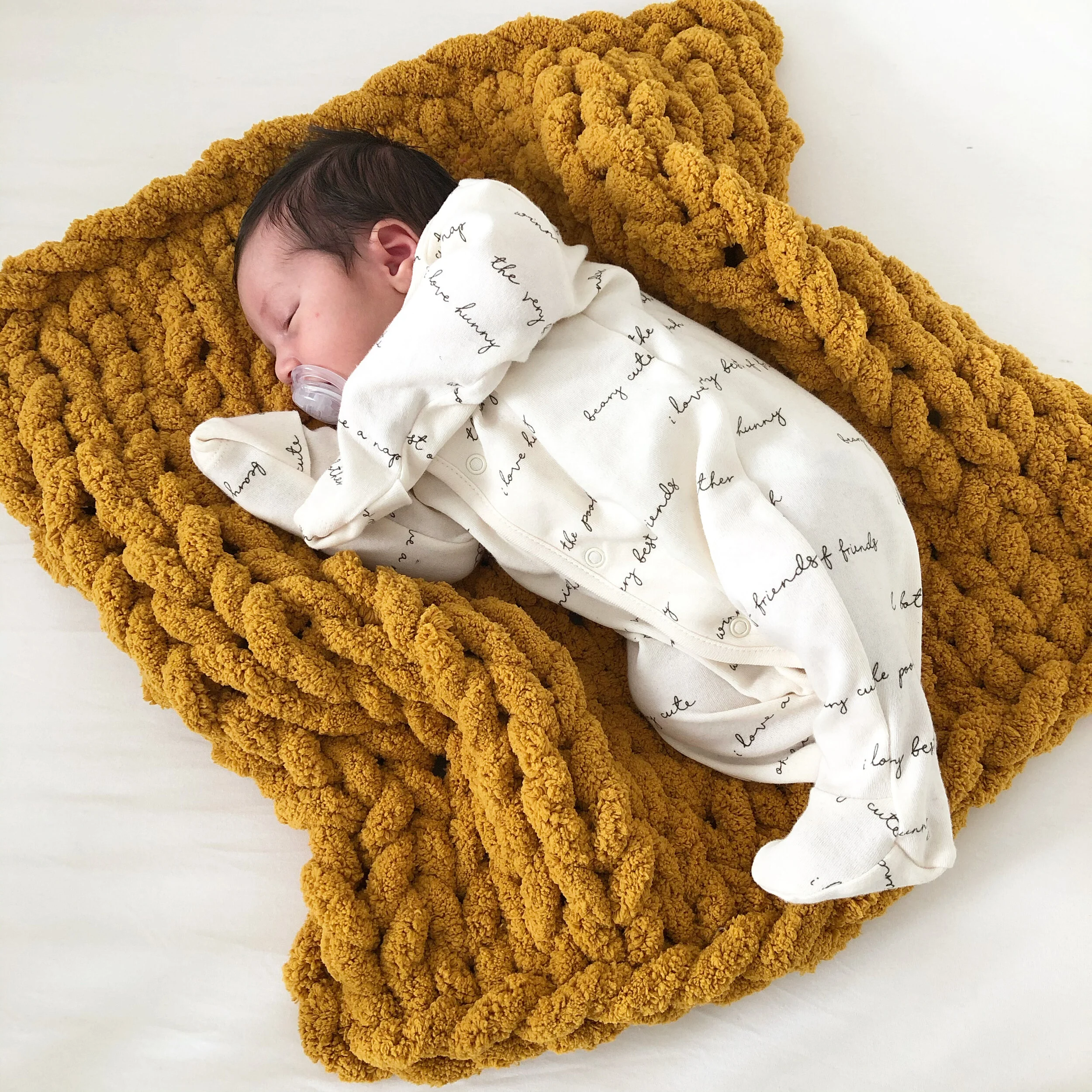 *PRE-ORDER* Super Chunky Hand-Knitted Baby Blanket (Mustard)