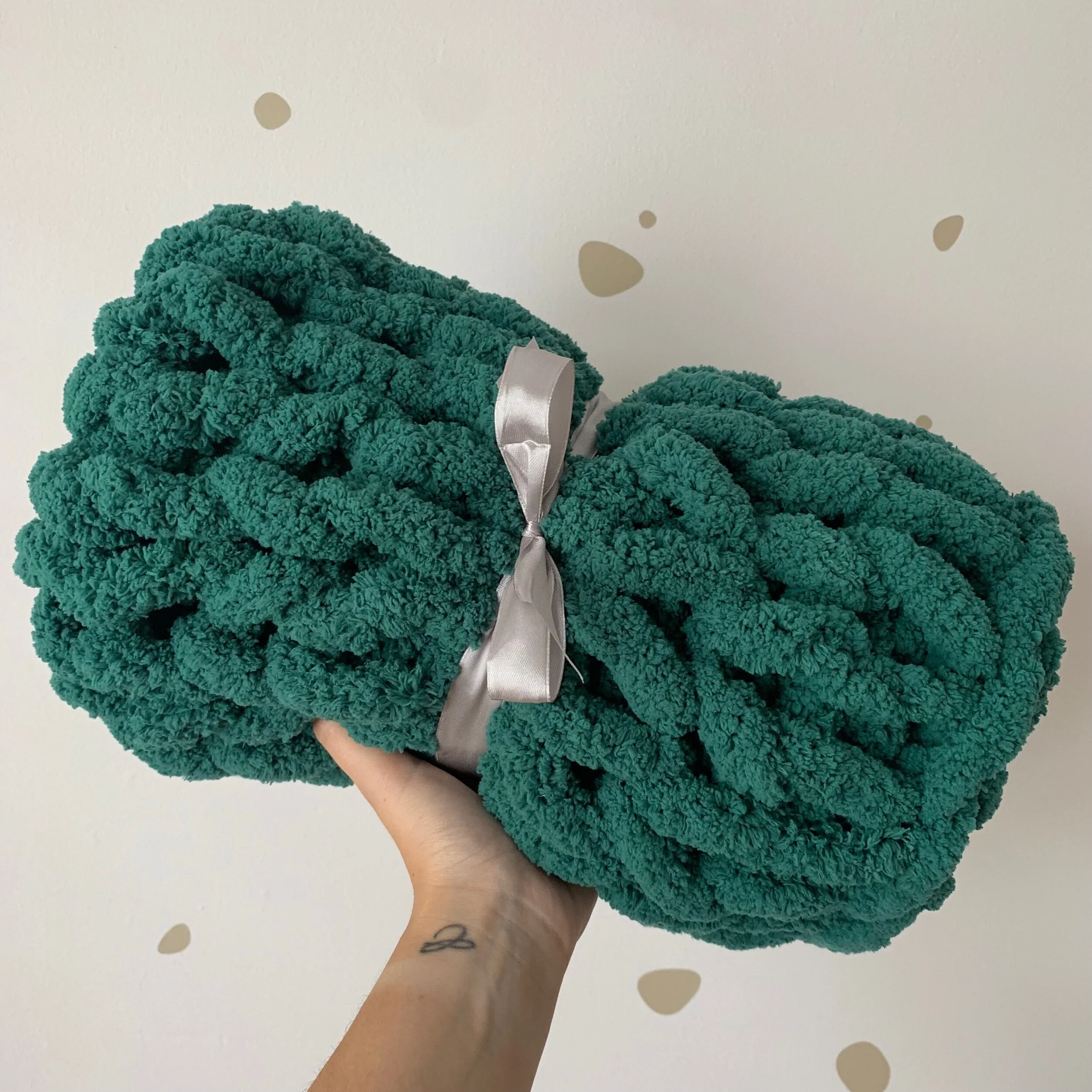 Super Chunky Hand-Knitted Baby Blanket (Emerald)