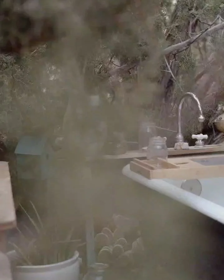 Part 4 🌵: the mermaid bath experience, delicately and beautifully captured by @artdisco Until I moved to @junipermoonsanctuary and installed a baths inside the #junipertrees I was not a bath person. It was the stars facing down at me, the birds swar