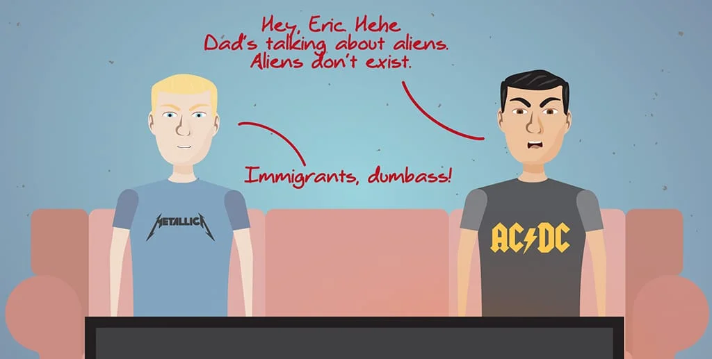 9:41 p.m. ET Meanwhile back at home, Baby Junior and Eric don't understand the seriousness of the immigration discussion. President Trump is now talking about the wall.
