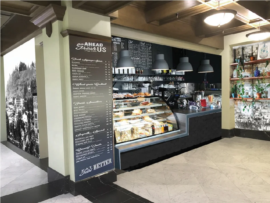 mock-up of Sparrow Nest Coffee storefront