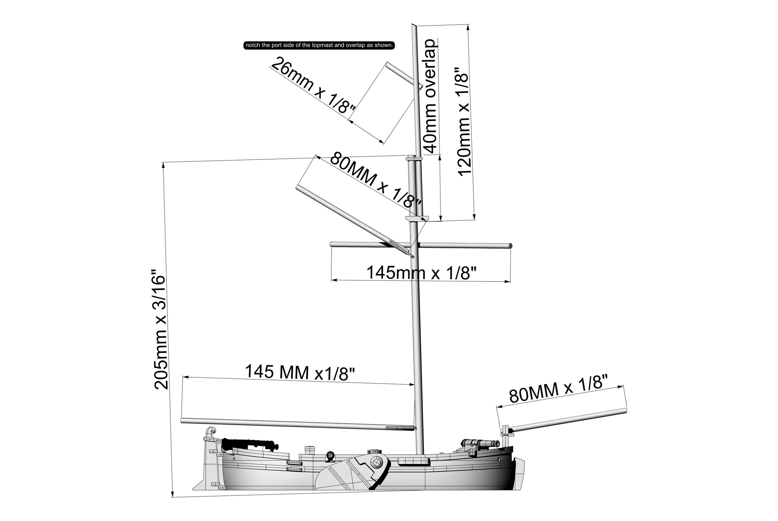 Dutch Naval Gunboat (After gunboat #2) : Standard 15-20 MM scale 3D-printed gaming miniature kit