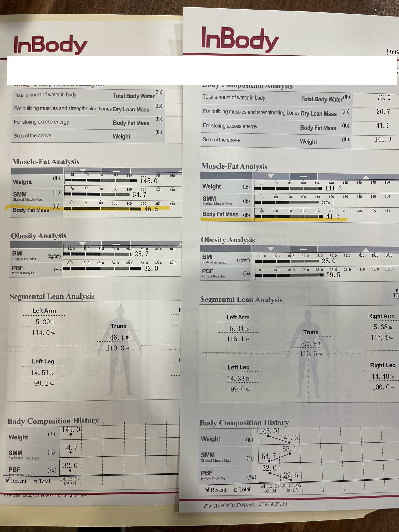 90-day InBody body composition results showing muscle gain and fat loss from strength training