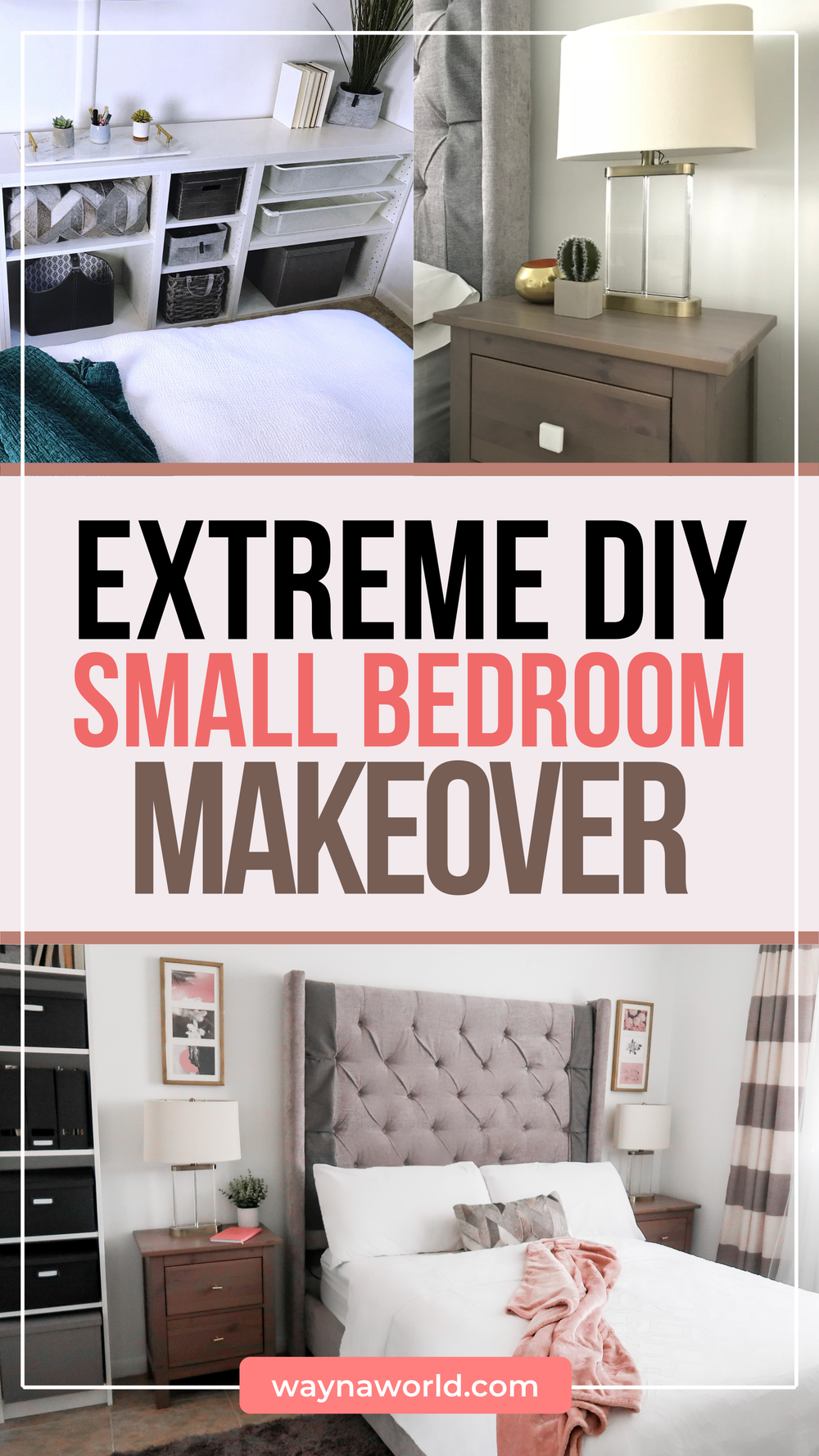 DIY Small Apartment Bedroom Makeover by Wayna World, Renter-Friendly ...