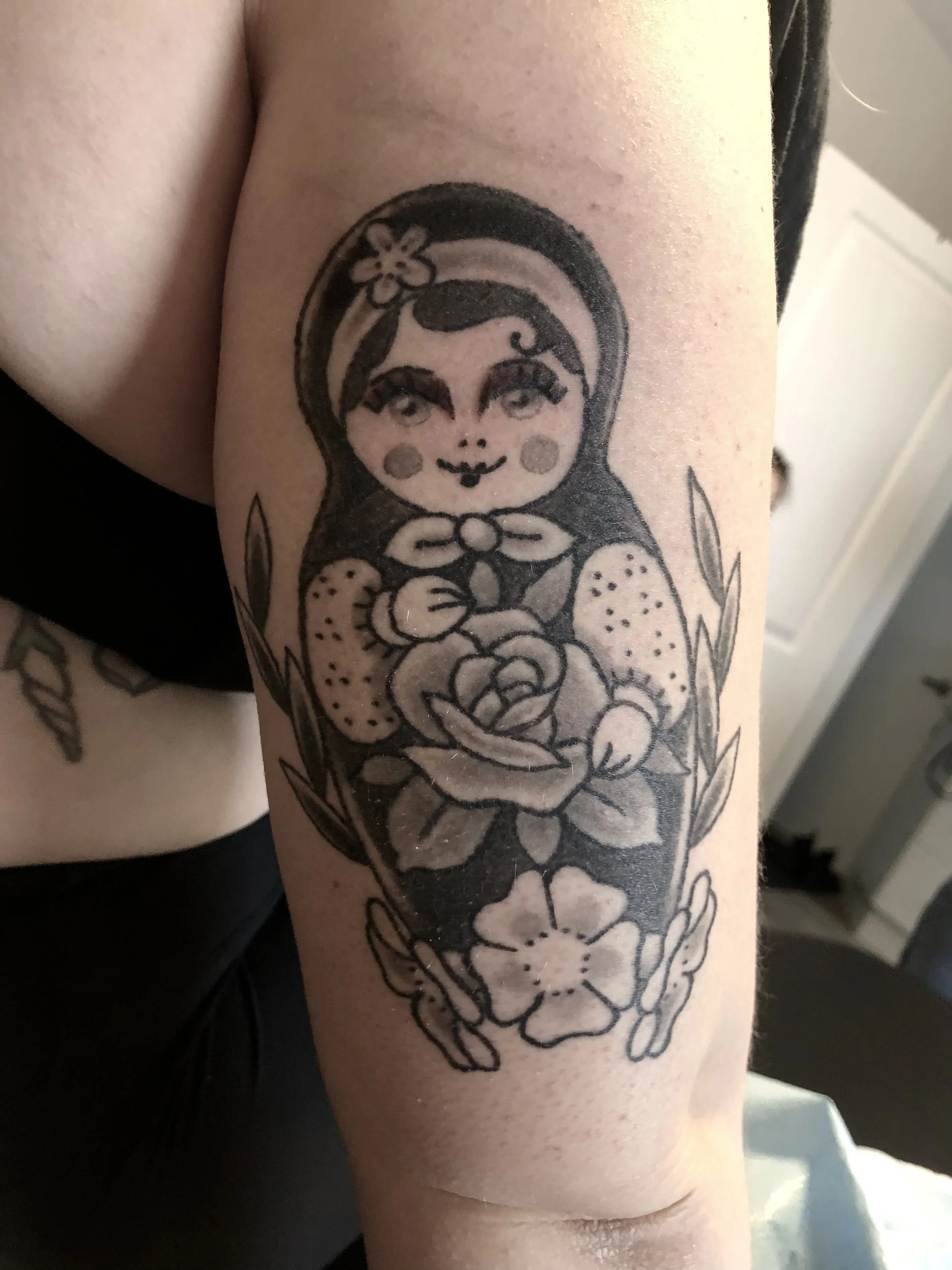 Black and grey matryoshka doll 