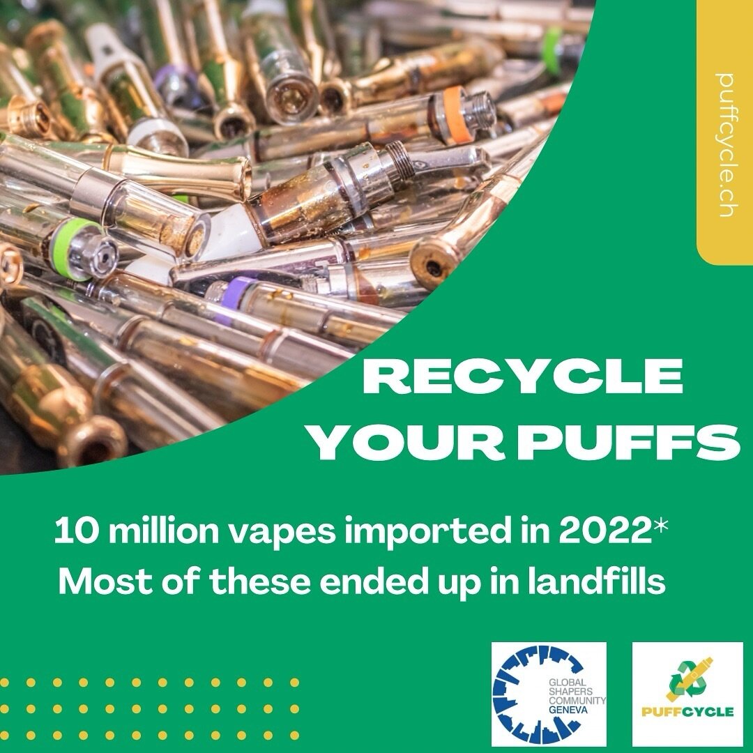 ♻️ Recycle your used puffs! Join the movement to recycle your used vape devices and help reduce electronic waste. Every small effort counts towards a greener future! 🌱 

Bring your puffs! 
Date: 16th March
Location: Place du Molard, Geneva 📍 

*Dat