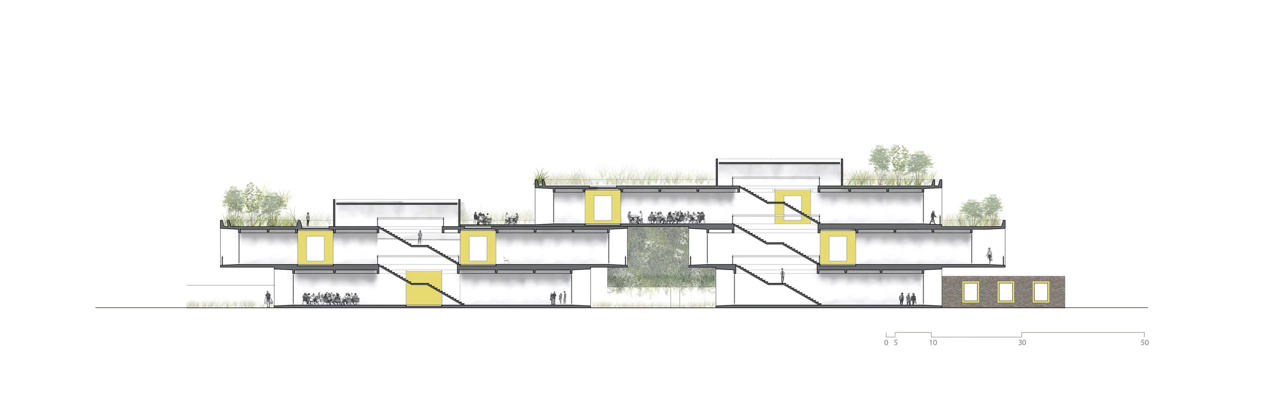 Section demonstrating experiential qualities of the project. (Compression, Expansion)
