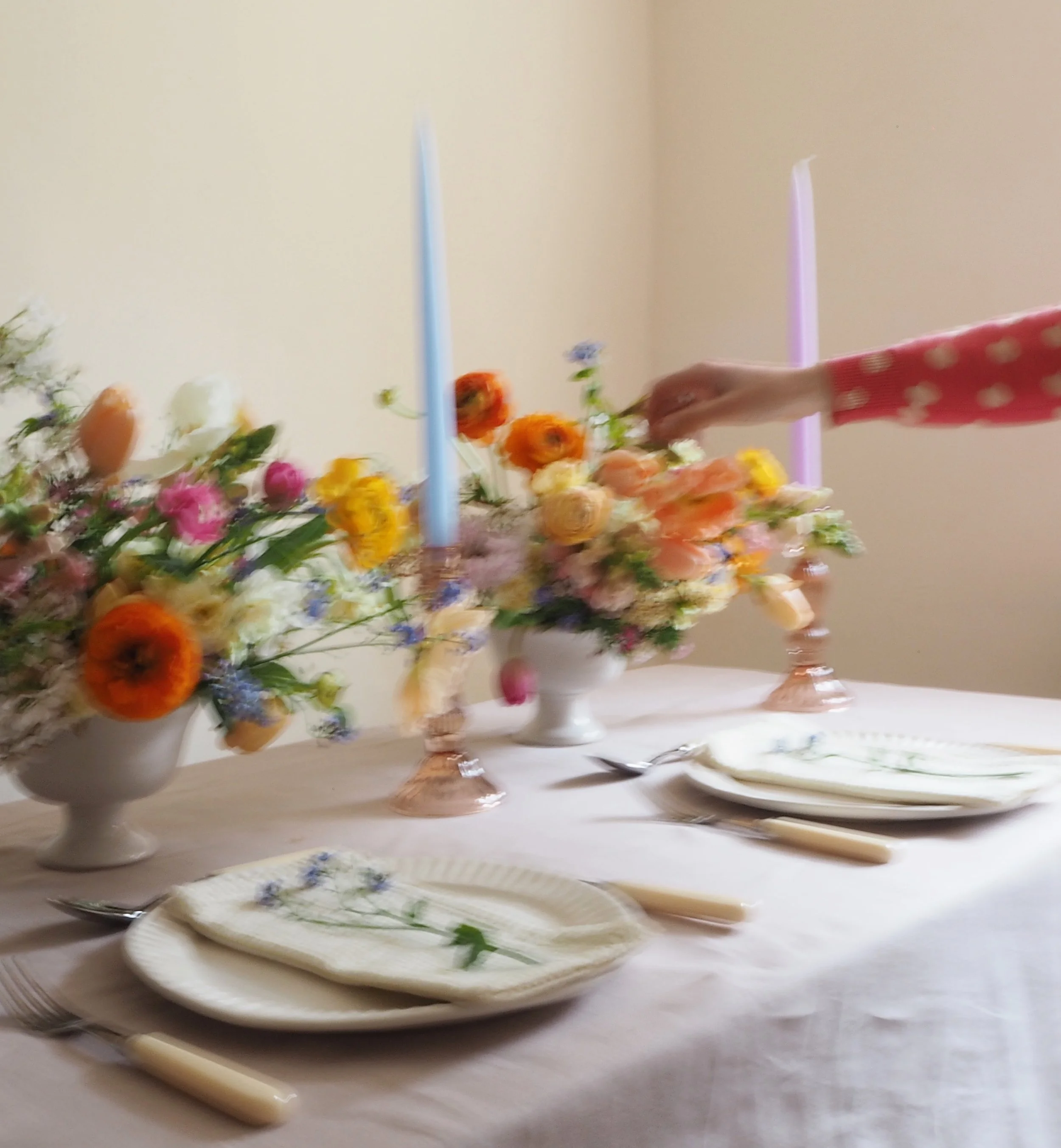 two white footed bowls from The Dish Girls ready for wedding reception 
