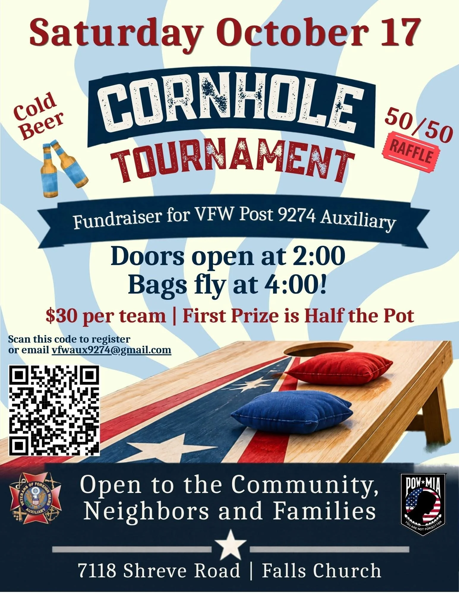 Cornhole Tournament Auxiliary Fundraiser!!!