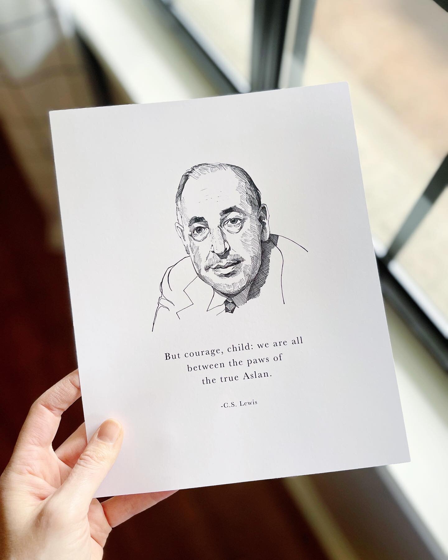 Loved this custom 8x10 print order ✨ #cslewis #inklings #penandink #portrait #booksbooksbooks