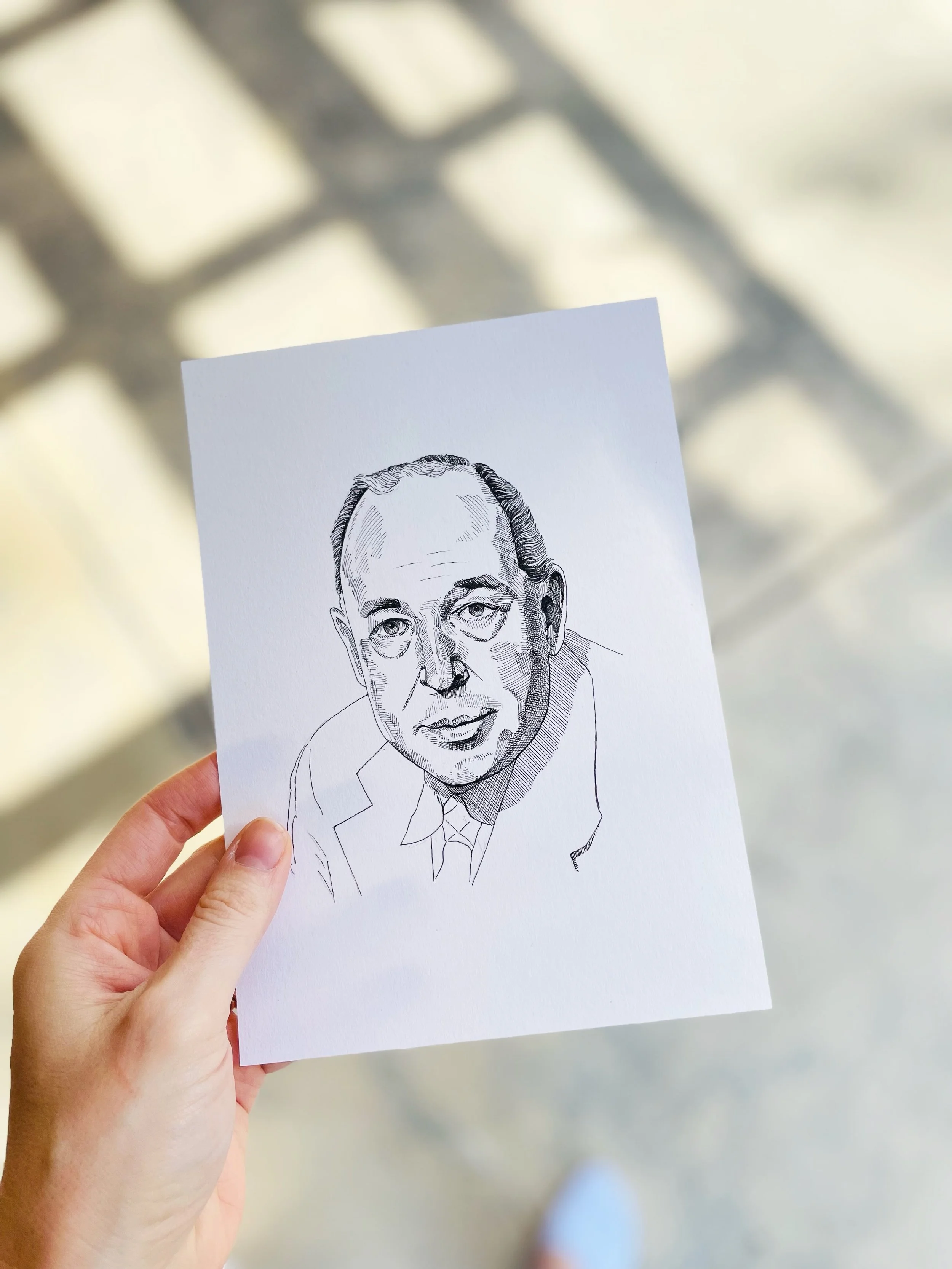 Here&rsquo;s a little pen and ink portrait of #cslewis for your Monday! He&rsquo;s a huge inspiration for me in life, as well as for a lot of my work. I have a portrait for sale on my shop! (Link in profile)