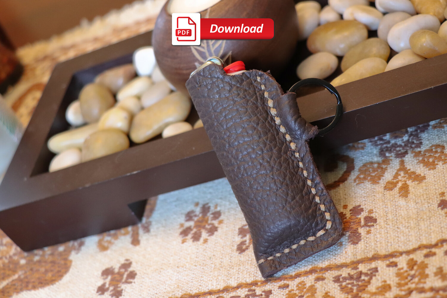 Bic Lighter Case & Matching Keychain - Hand made to order in Horween Leather