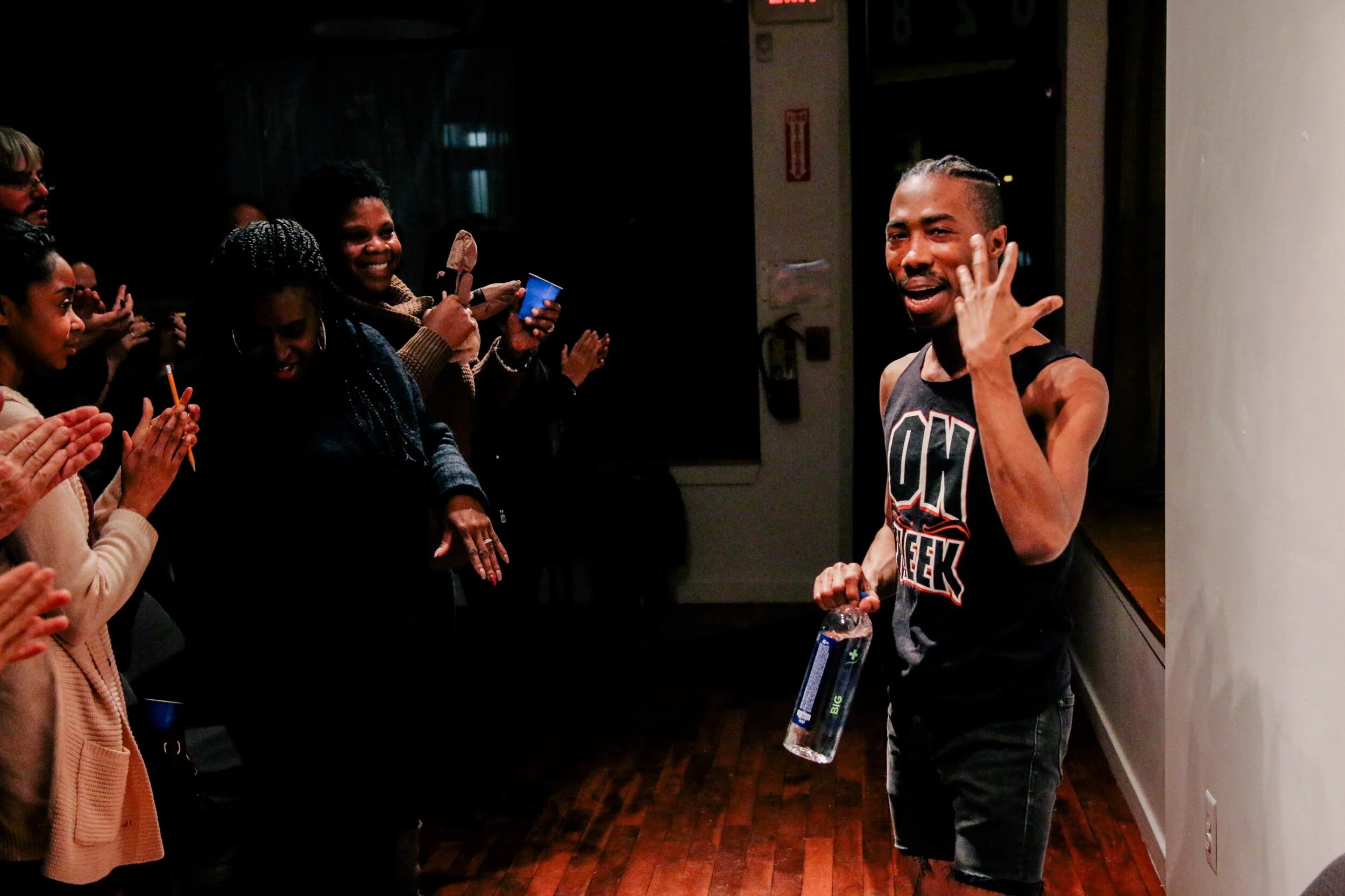 Audience engage in post show talk back about growing up black, gay, and Pentecostal in Philly.