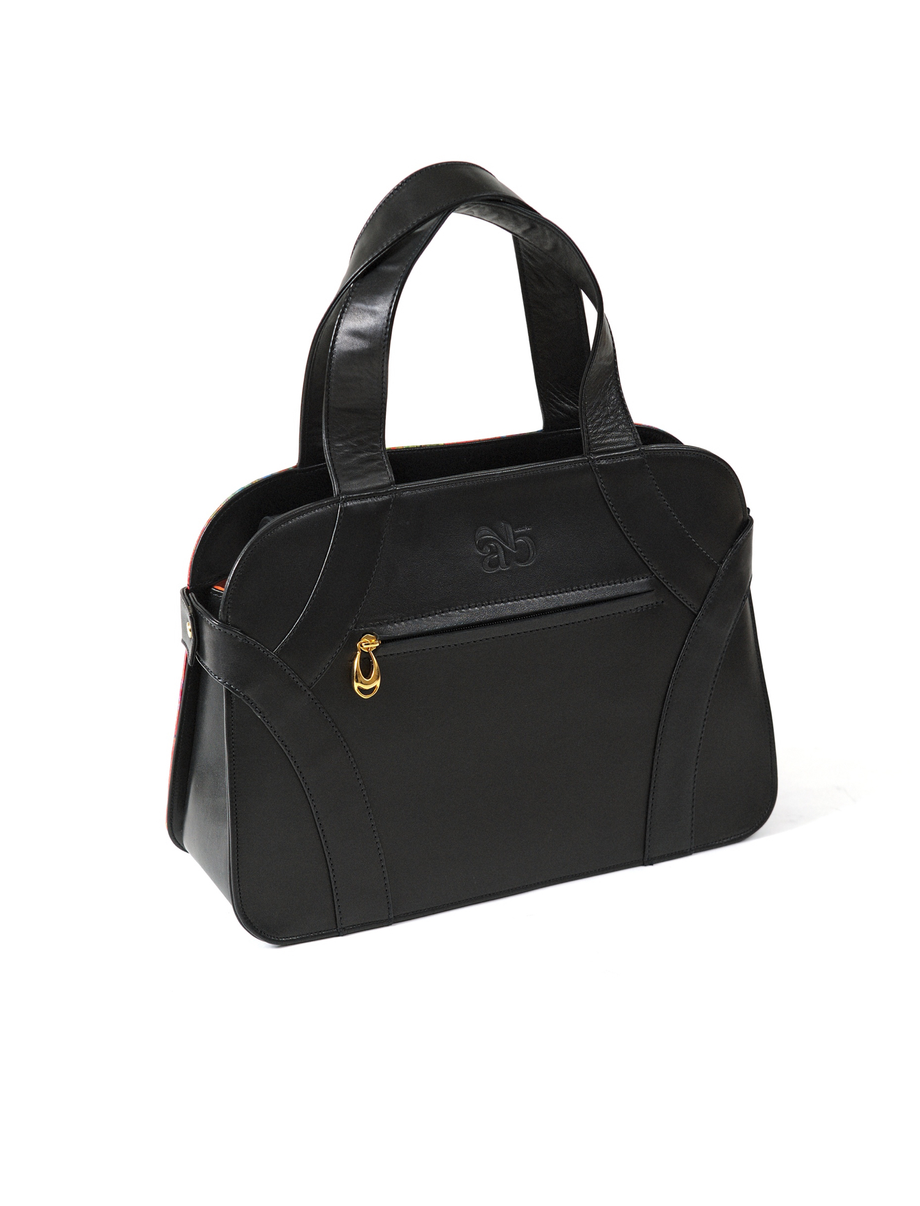Sac à main Andrea, oeuvre Josette Laurent, cuir noir vue de dos