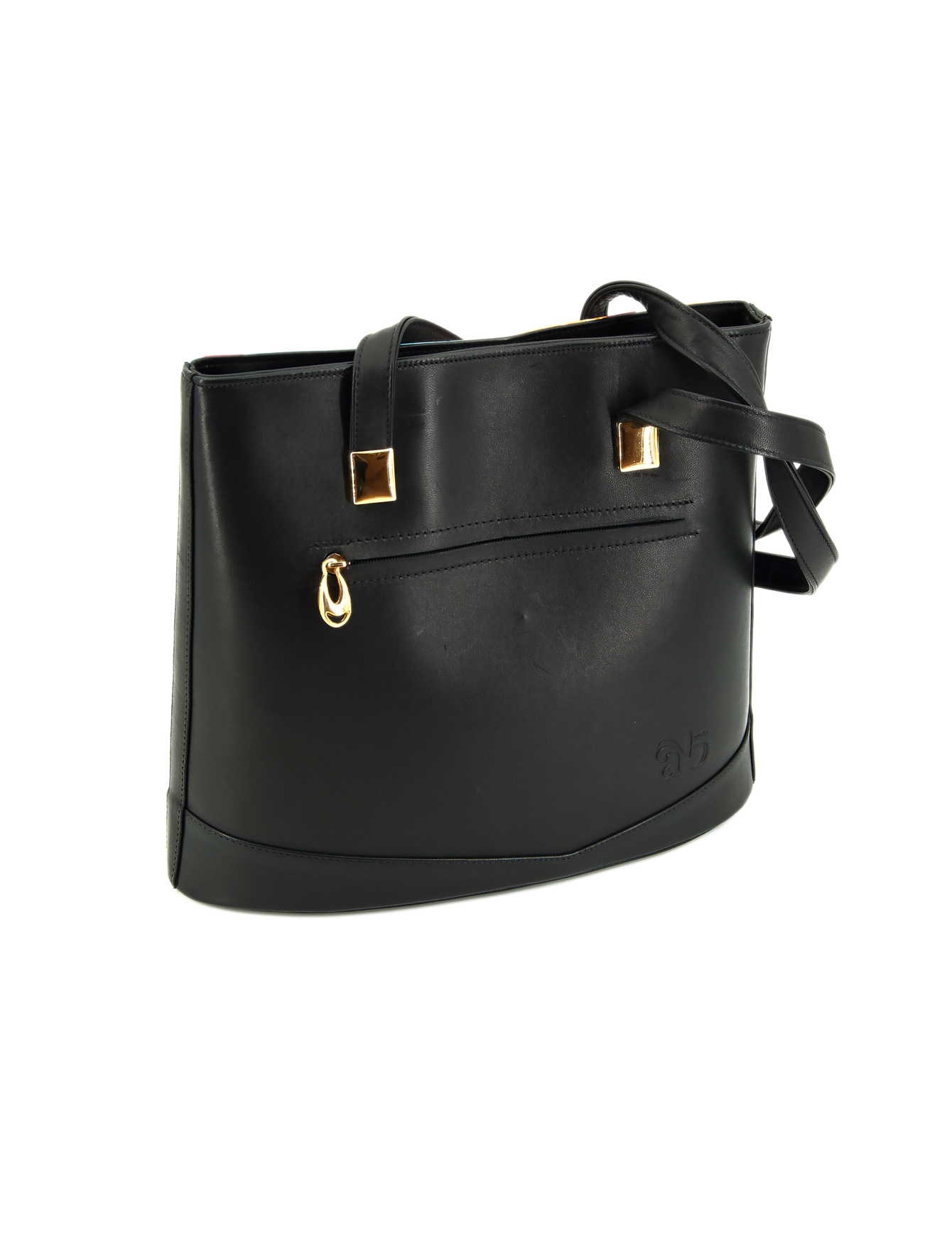 Sac à main Lara, oeuvre Frédéric Bastin, cuir noir vue de dos