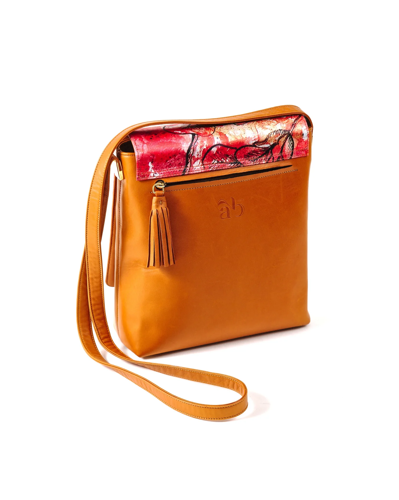 Sac Pixie, oeuvre Jehanne Petiau, cuir cognac