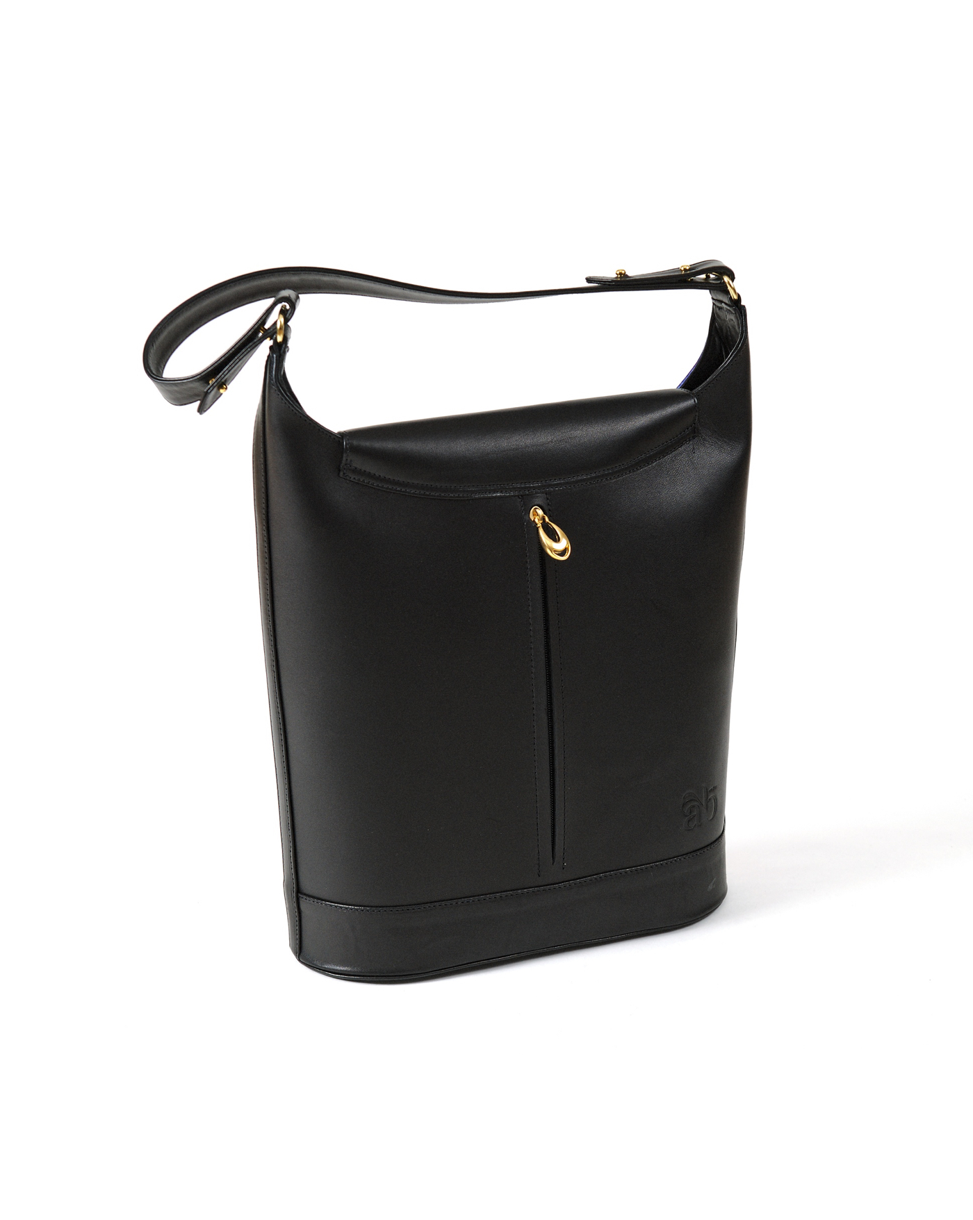Sac à main One, oeuvre Anne-Marie Monin, cuir noir vue de dos
