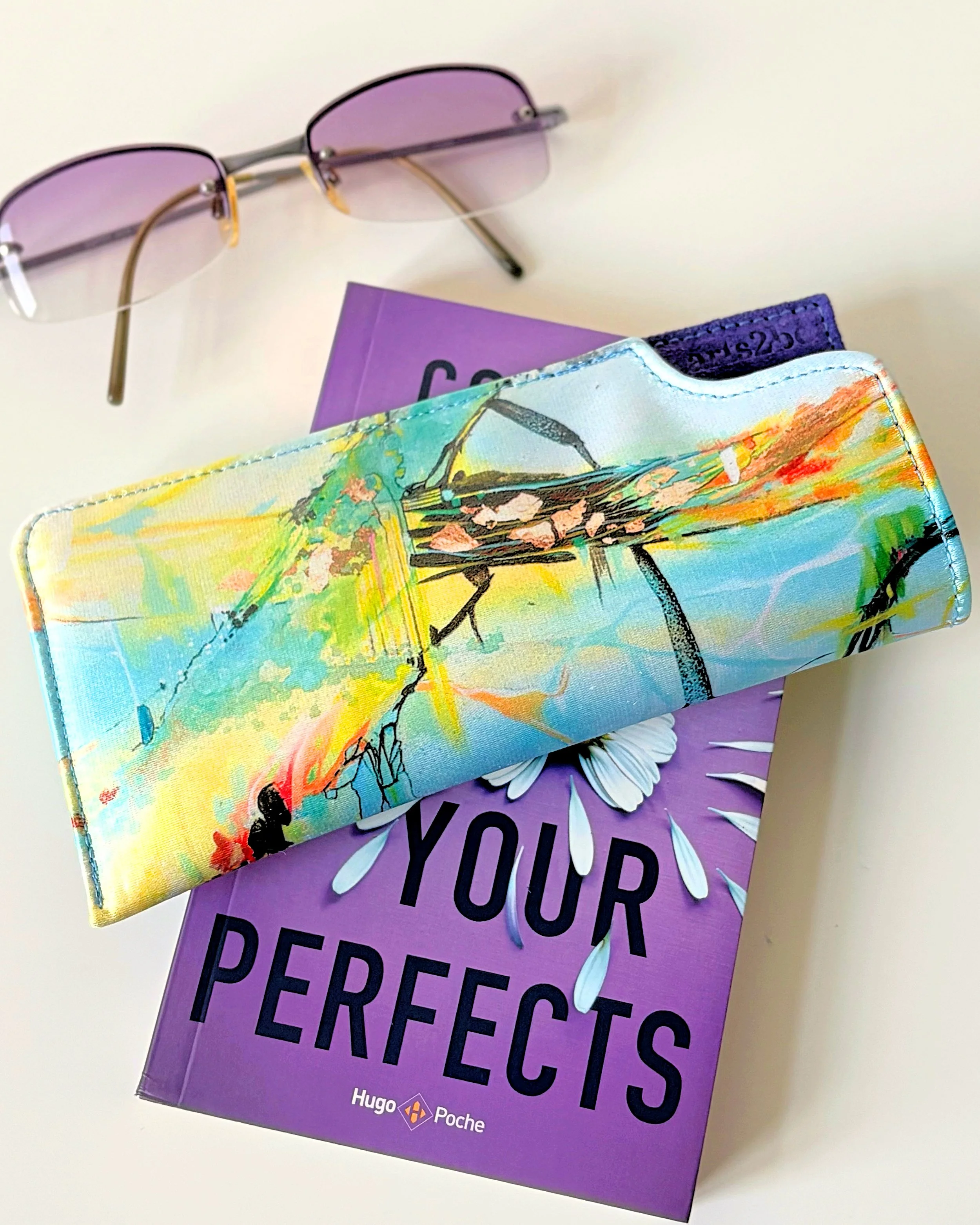 Etui à lunettes daim violet, oeuvre Marc-André Metais