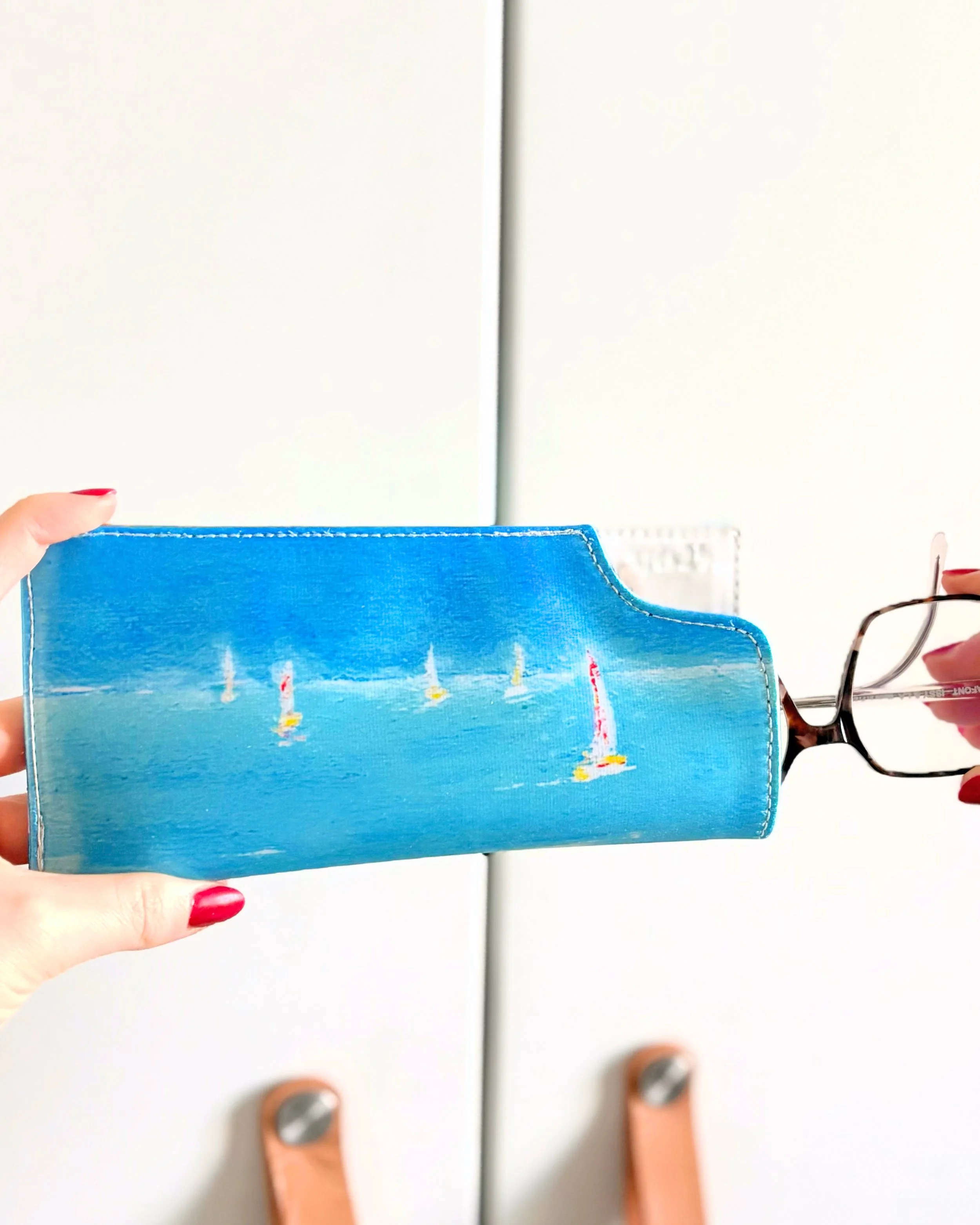 Etui lunettes daim blanc, anne-marie monin