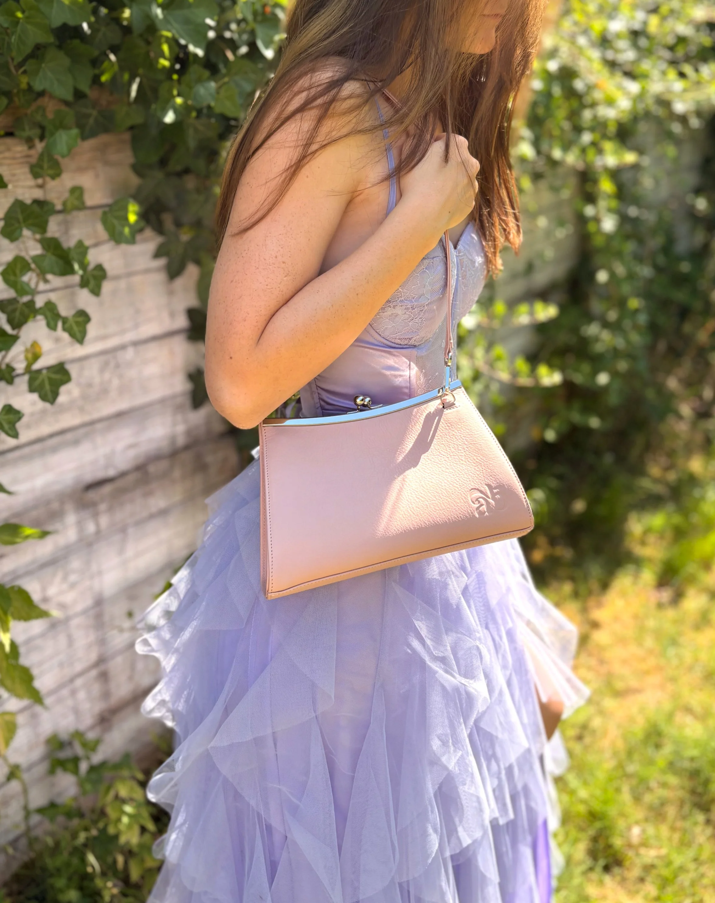 Sac Aretha cuir veau rose pâle