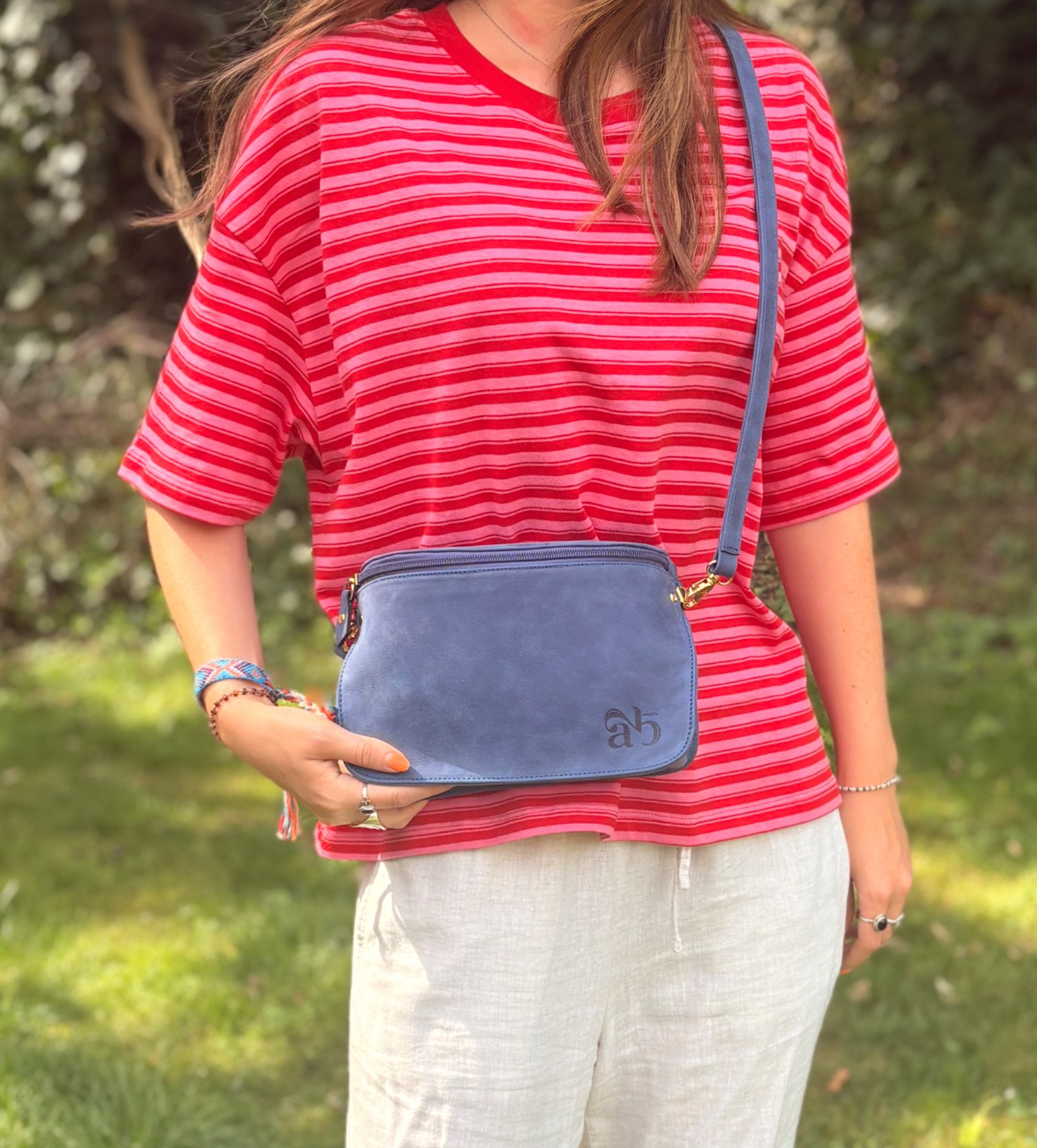 Sac Stéphanie cuir gras bleu jeans