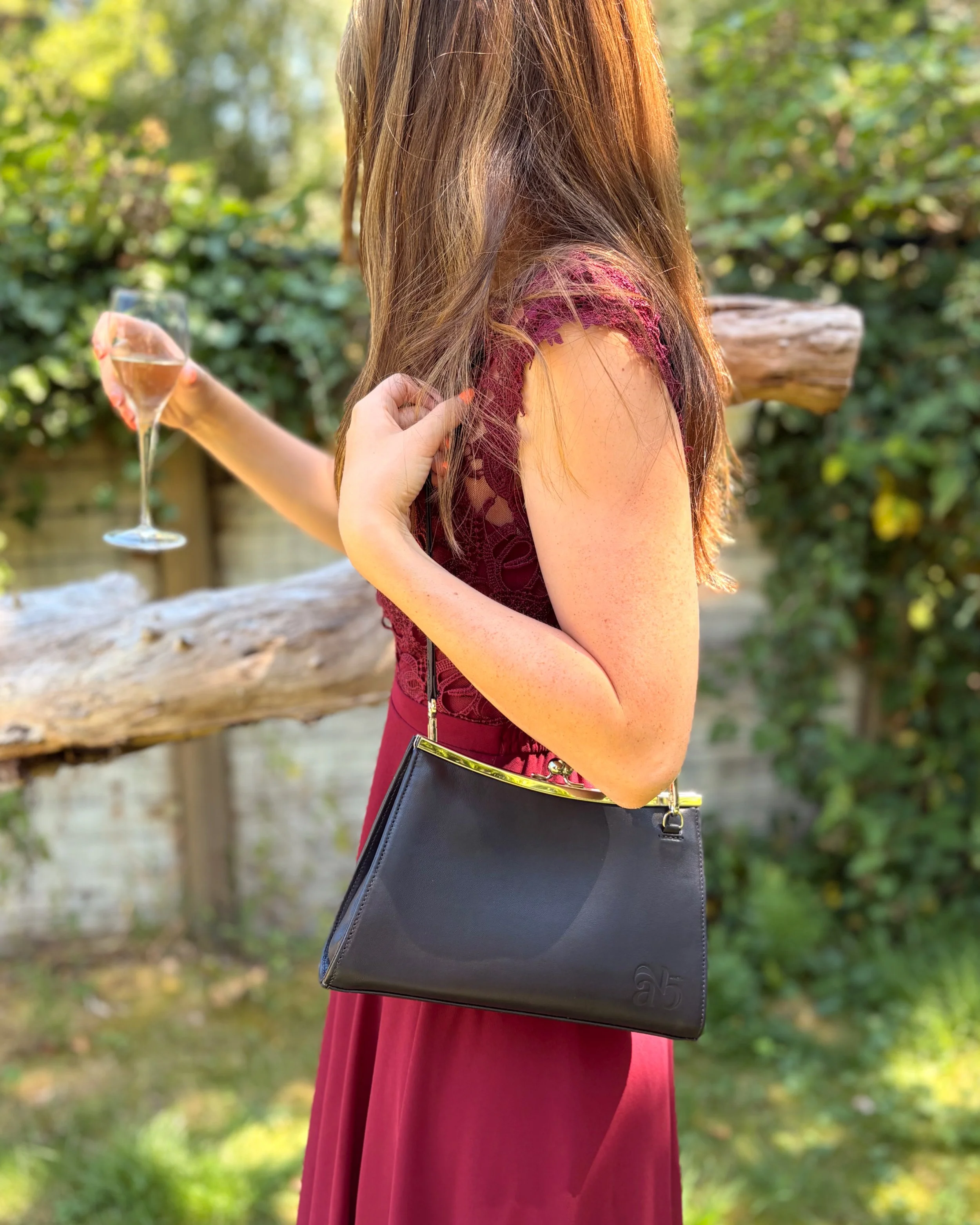 Sac Aretha cuir agneau Marine