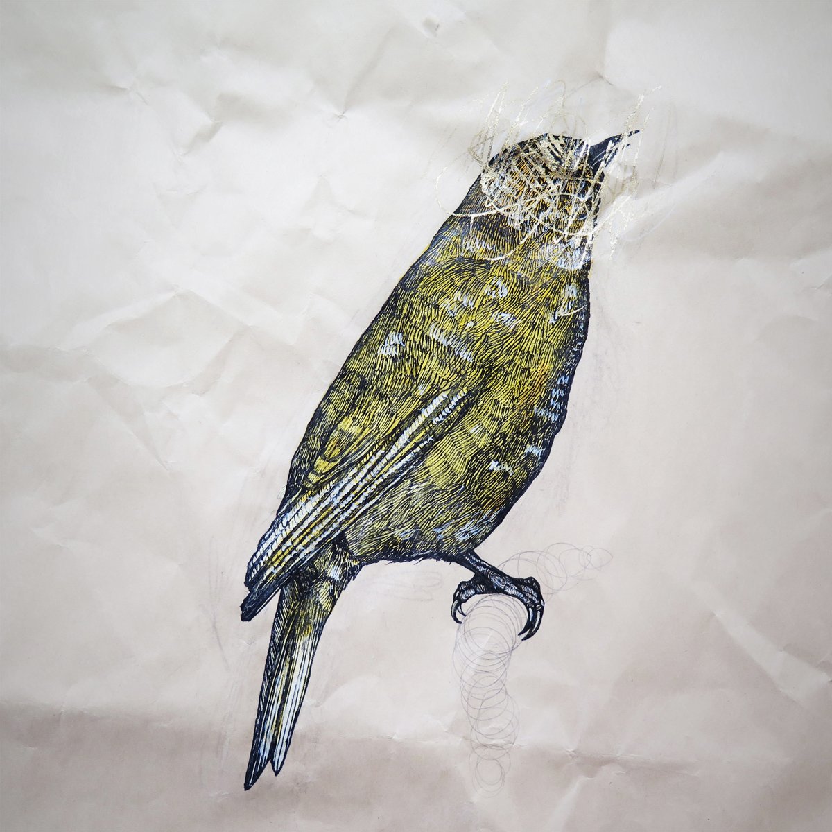  pen &amp; ink with gouache, gold leaf  from “Egress” solo exhibit at Stand4 Gallery 