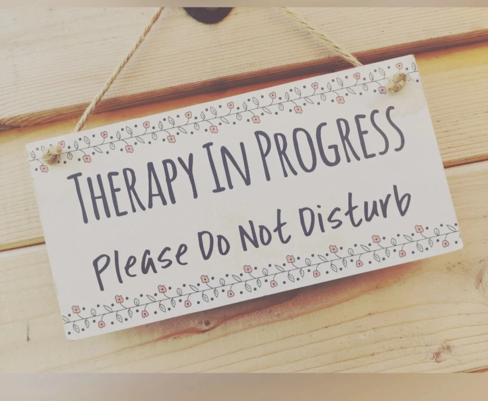 Therapy in progress sign outside my private counselling room in Farnham
