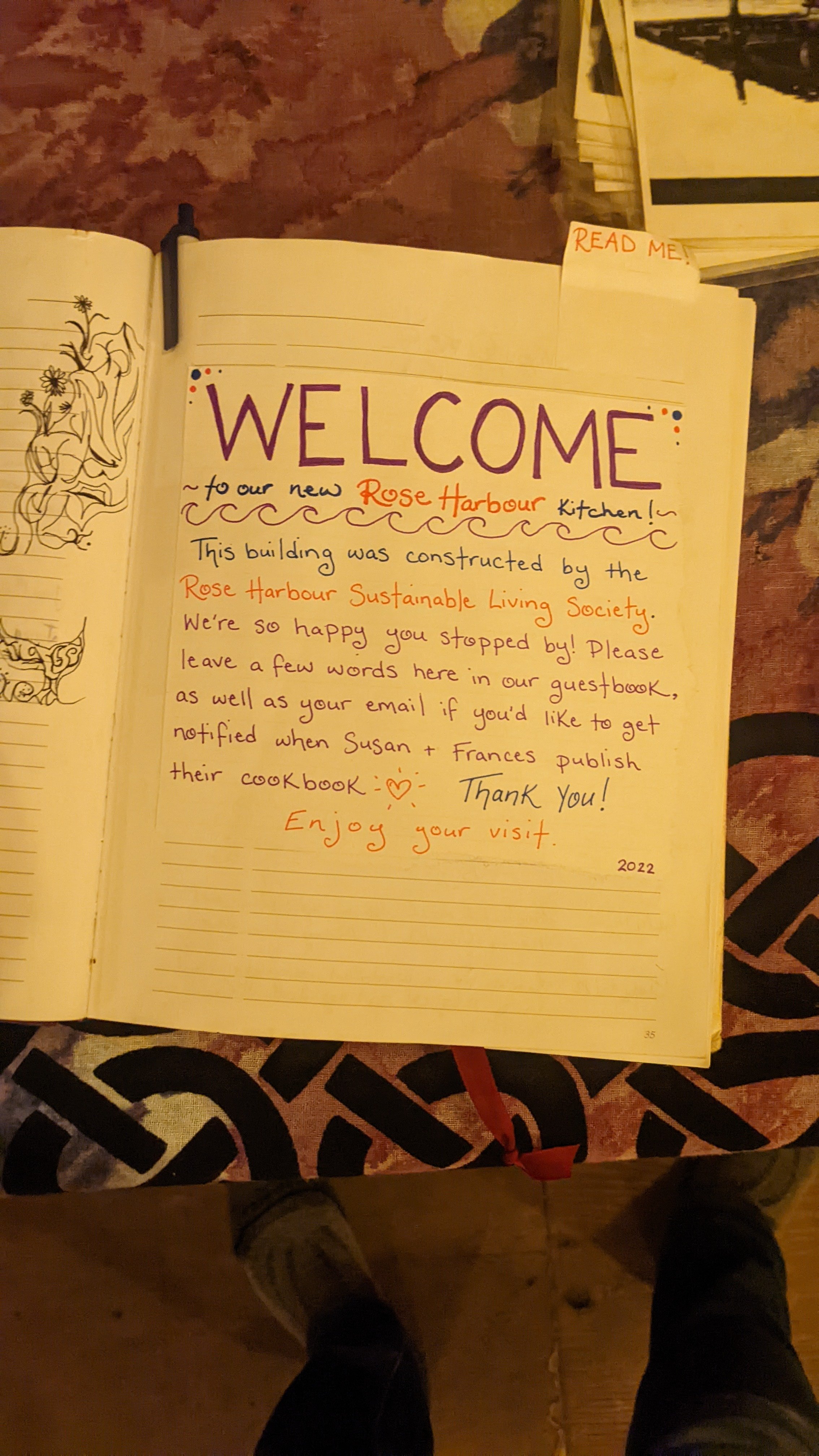  The guesbook for weary travelers to sign. 