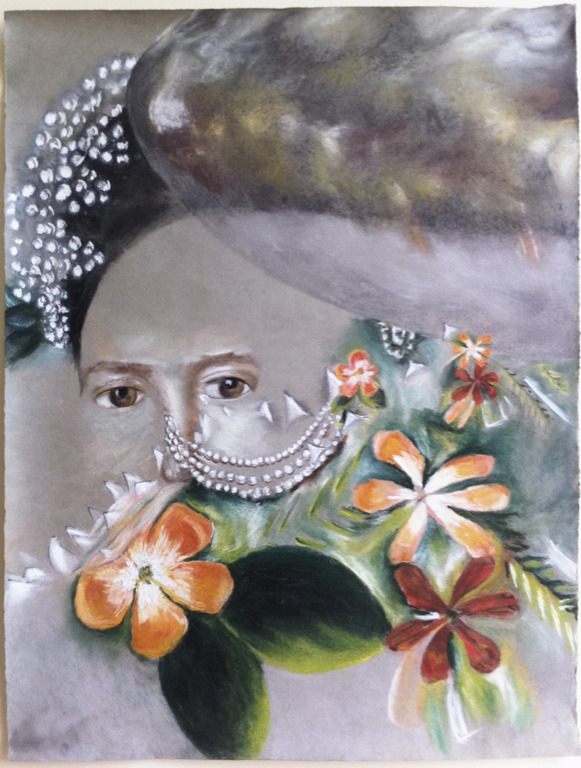   Noses and Flowers; Teeth and Pearls   Pastel, Charcoal, and Graphite on Paper  19 x 25 in  2011 