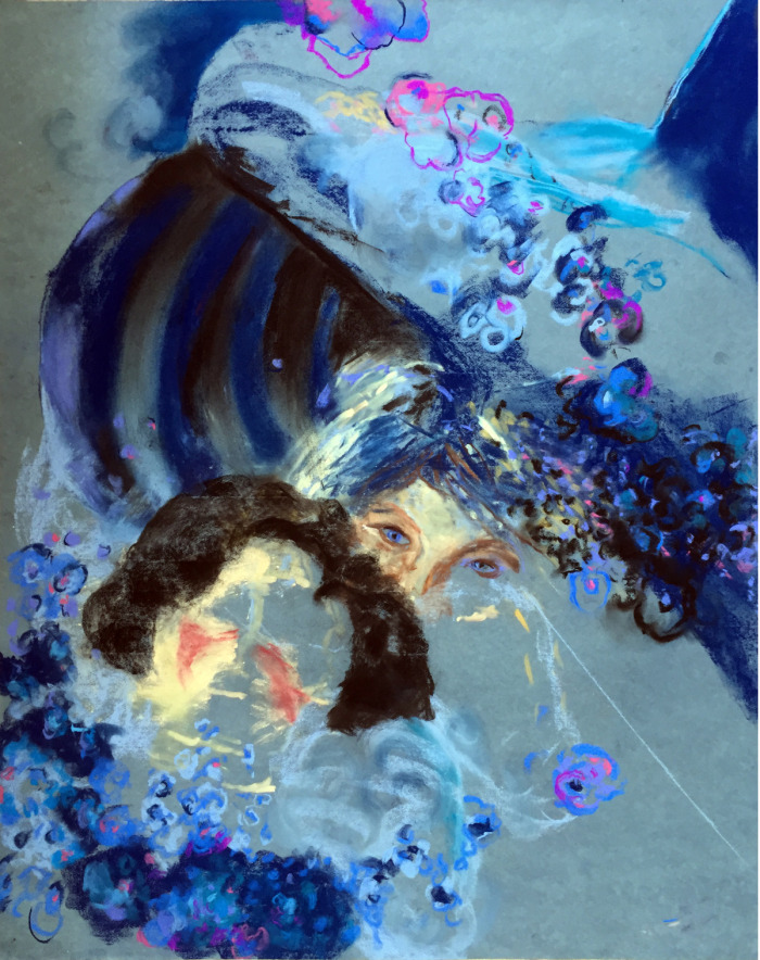   Blue Whale Klimt Chandra   Chalk Pastel on Paper  34 x 43 in  2015 