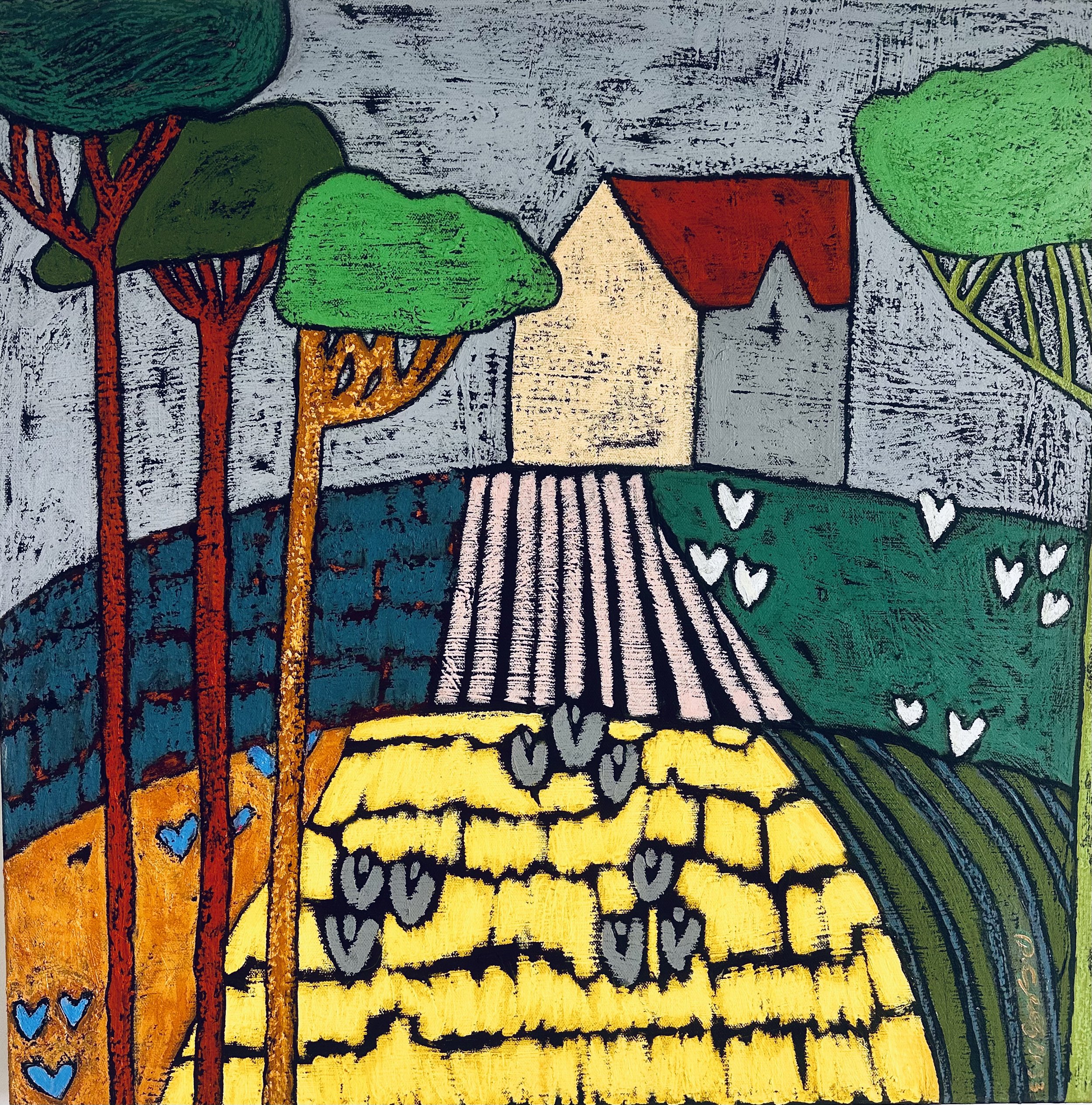 Stone Pines in Wheat Field, Italy 60 cm x 60 cm 