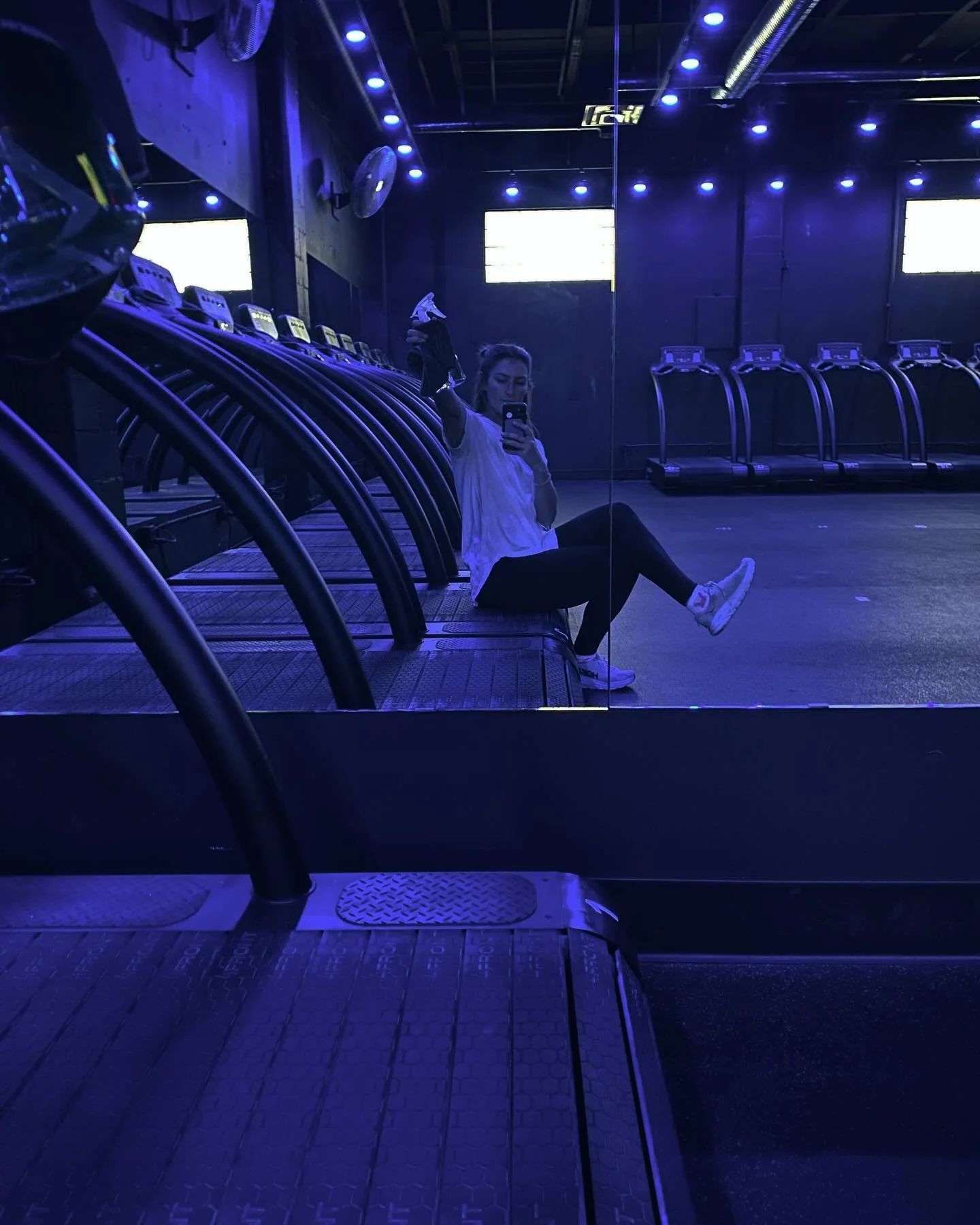 Cleaning up the mirrors ✨ so you can stare at yourself as you take on interval after interval after interval&hellip; lol. But it&rsquo;s good.