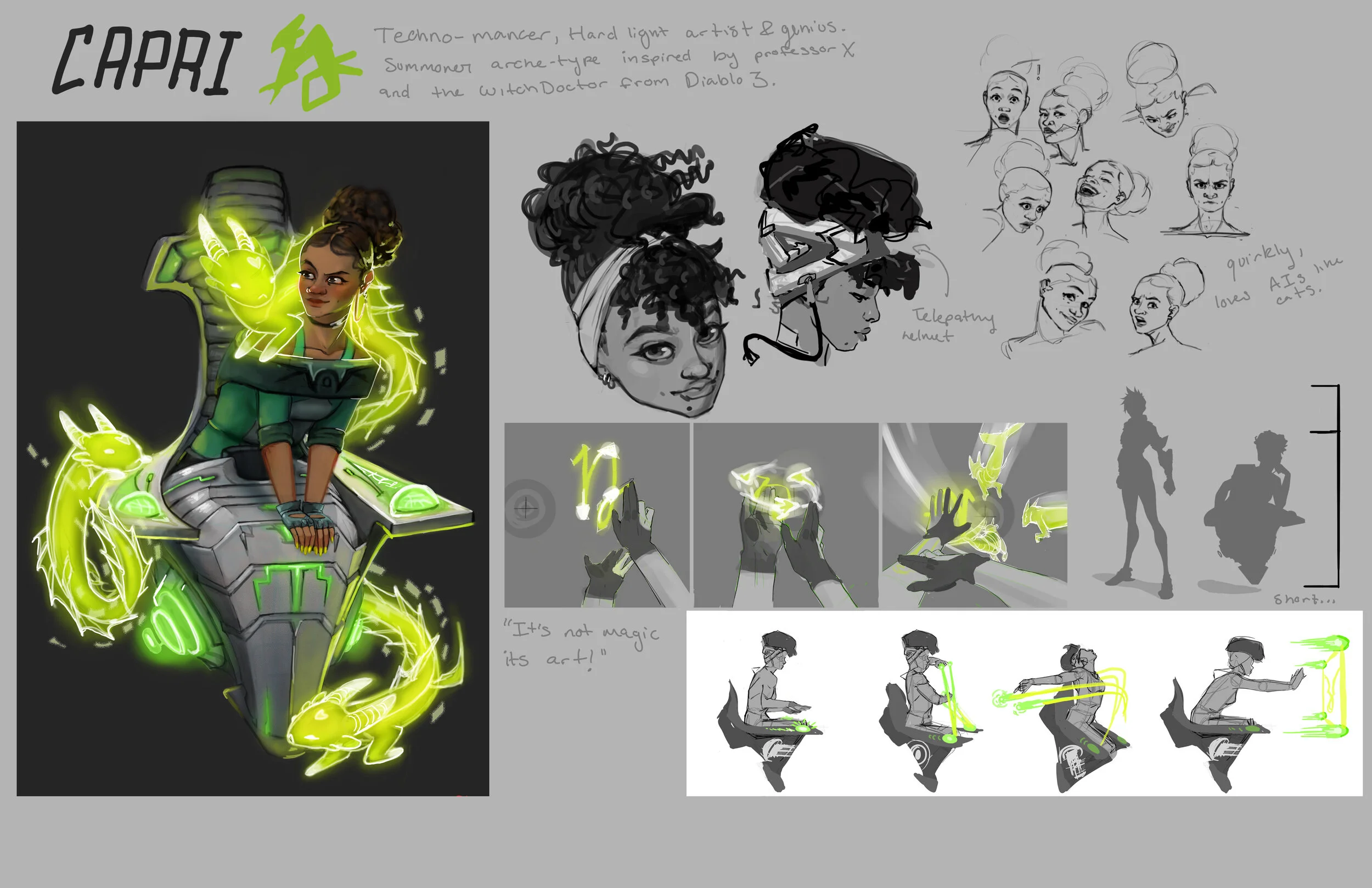  An original hero concept. Capri is a researcher who works to develop AI systems, a taboo science after the Omnic wars. She works to bring new light and hope back into the world.  