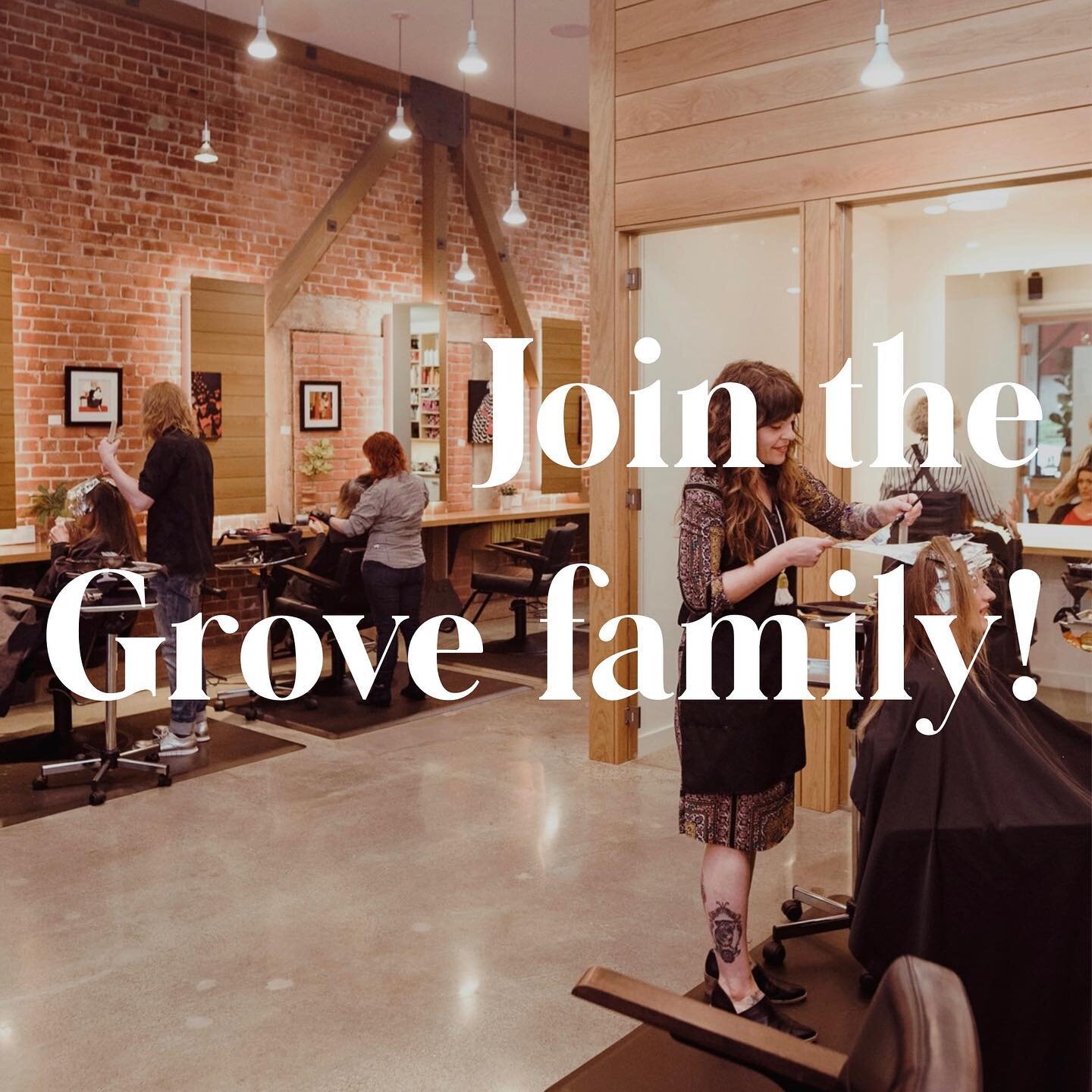 At Grove we run like a business, but work like a family, and we are excited to grow our team! 💚

✨We are currently hiring commission based stylists and barbers, and apprentices!

✨ Enjoy growing in a supportive team environment and receive benefits 