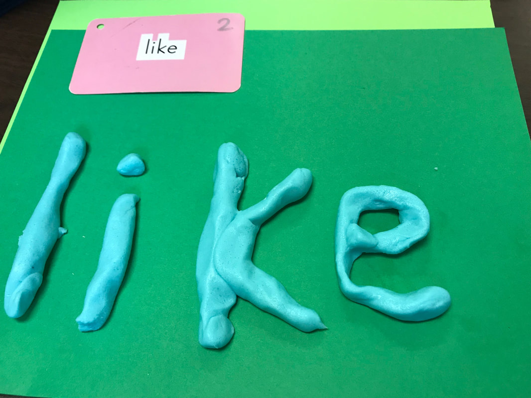 Building Words with playdough