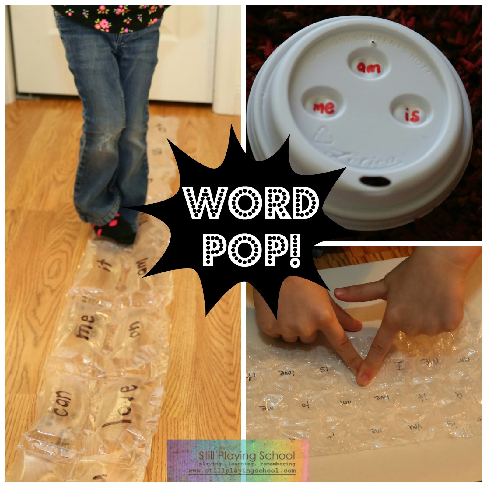Found objects for tactile experience with sight words