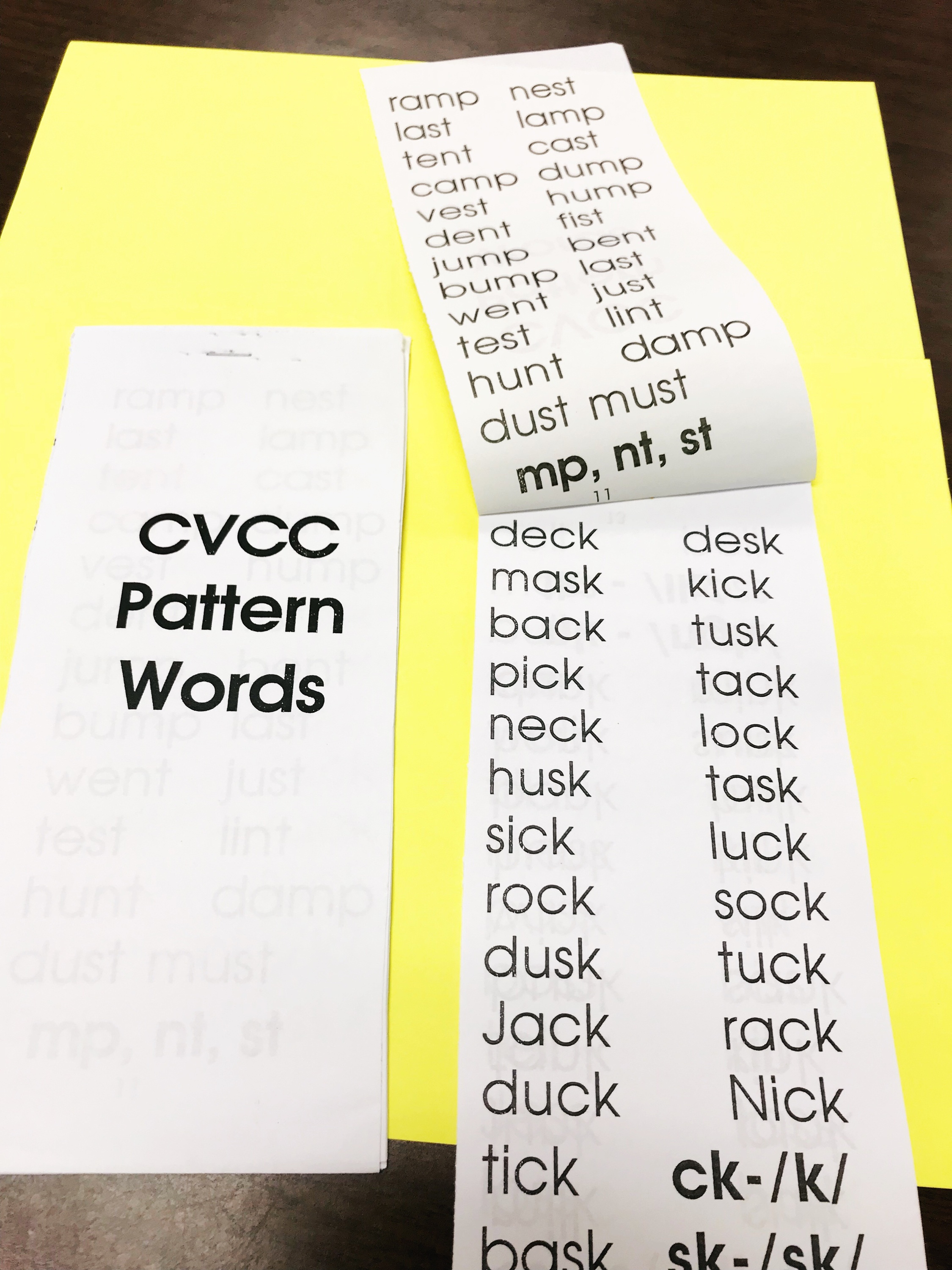 CVCC Ending Blends Pattern Words