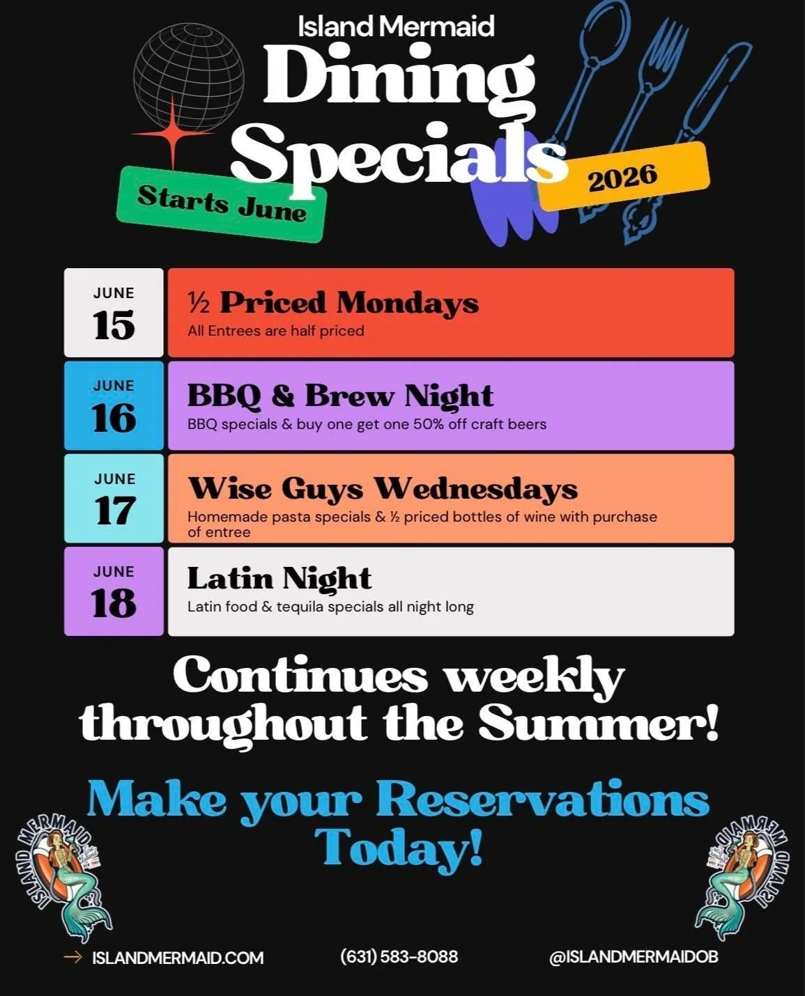 WEEKLY DINING SPECIALS at the ISLAND MERMAID