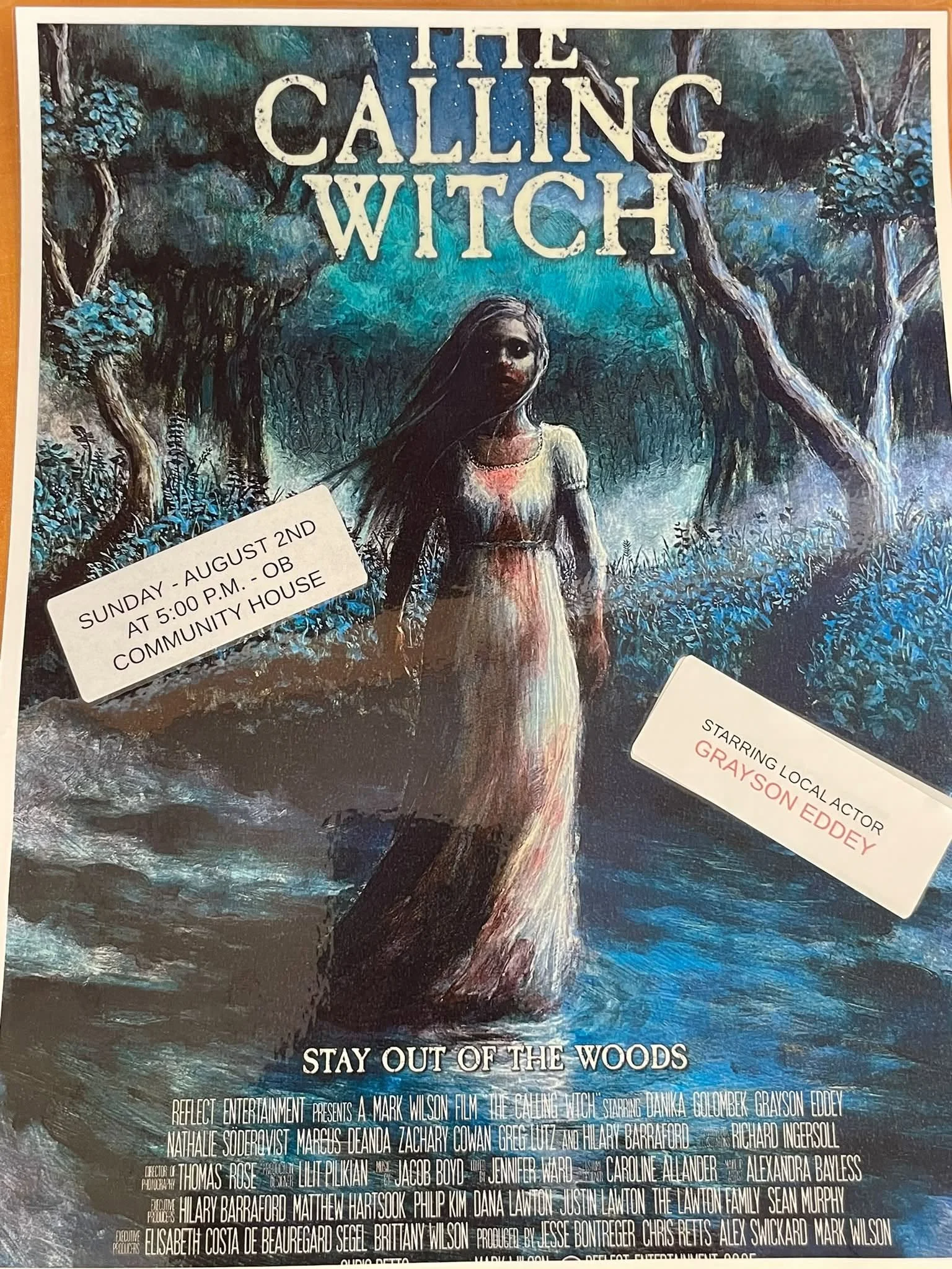 “The Calling Witch” with Grayson Eddey by OB Chamber of Commerce @ the Community House 8/2/2026 at 5:00 pm 