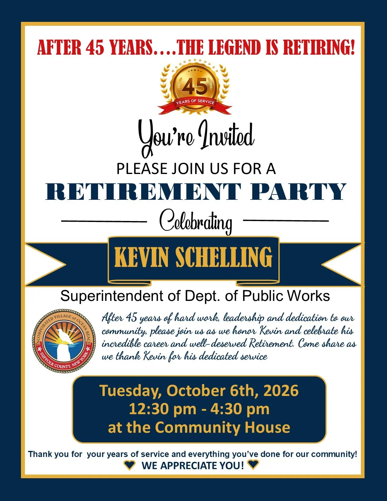 KEVIN SCHELLING'S RETIREMENT PARTY