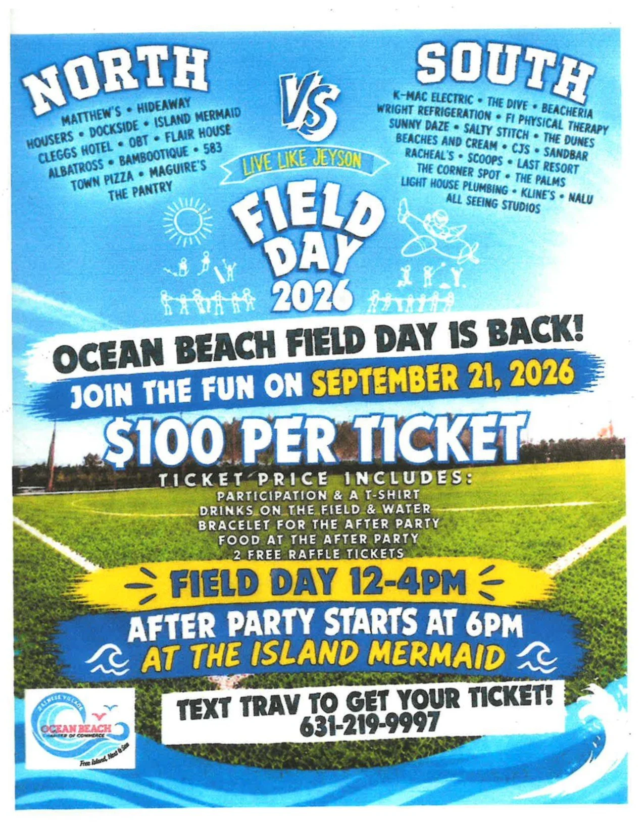 Field Day - North Vs. South 9/21/2026 12:00 - 4:00pm at the Ballfield
