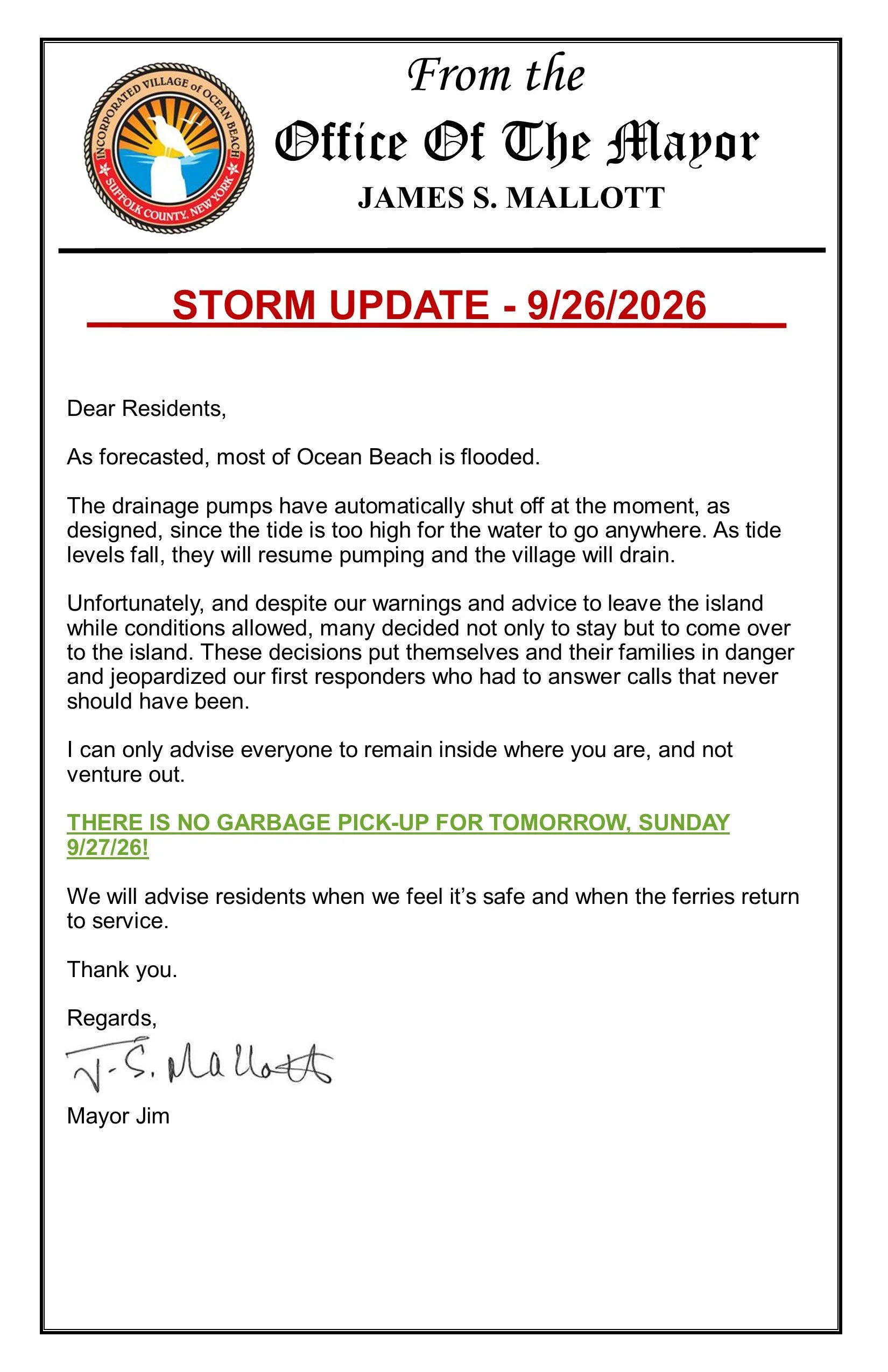 NOTICE - MAYOR MESSAGE  9-26-2026.jpg