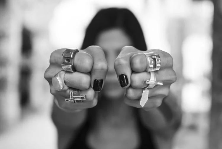 Unisex Rings  Left - top to bottom:  Bridge Ring  Stretched Ring  Cross RingRight - Top to bottom:Square Ring Slice Ring Rock Ring