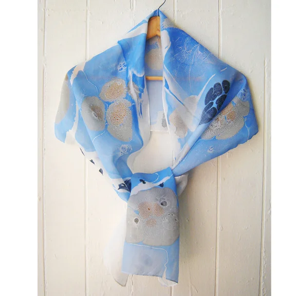 Hand marbled silk