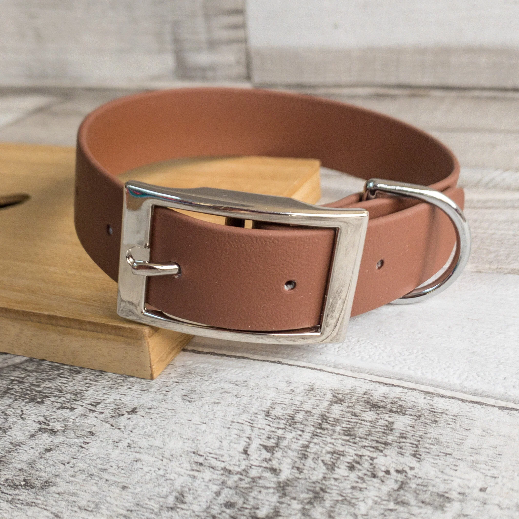 BIOTHANE® Brown Waterproof Dog Collar - Biothane Dog Collar - Vegan Leather Dog Collar
